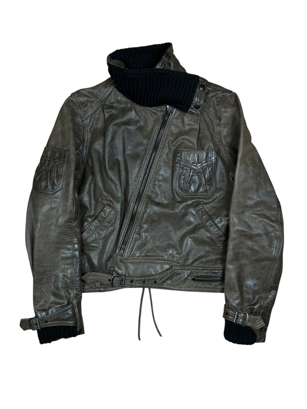 Chaqueta motera corta Diesel Stylelab de cuero marrón