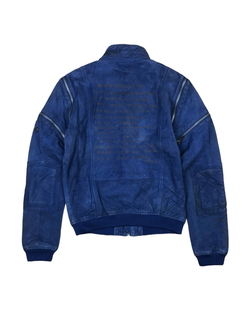Chaqueta Diesel de cuero azul descapotable de los 2000