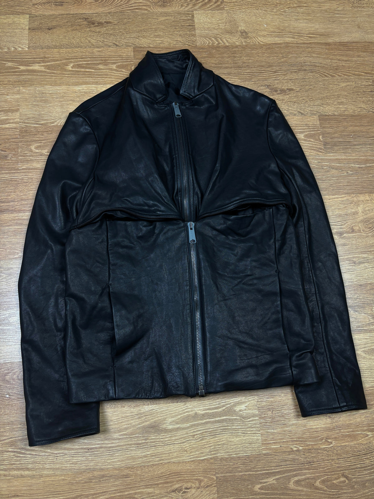 Balenciaga AW2010 Black Leather Double Zip Jacket
