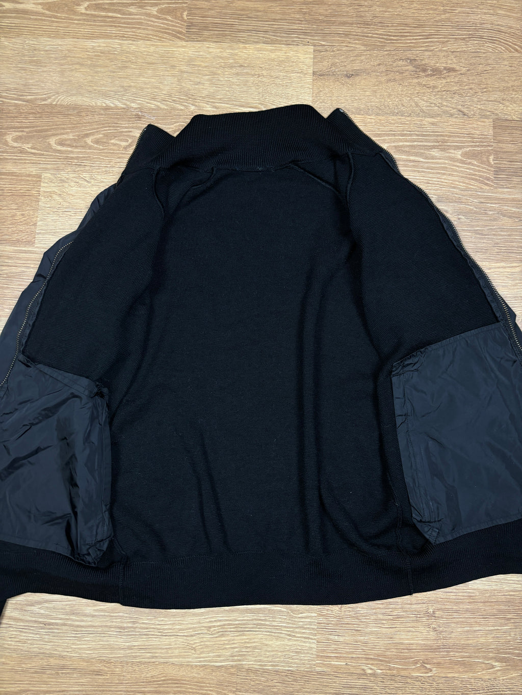 Prada Black Knit & Nylon Zip Jacket