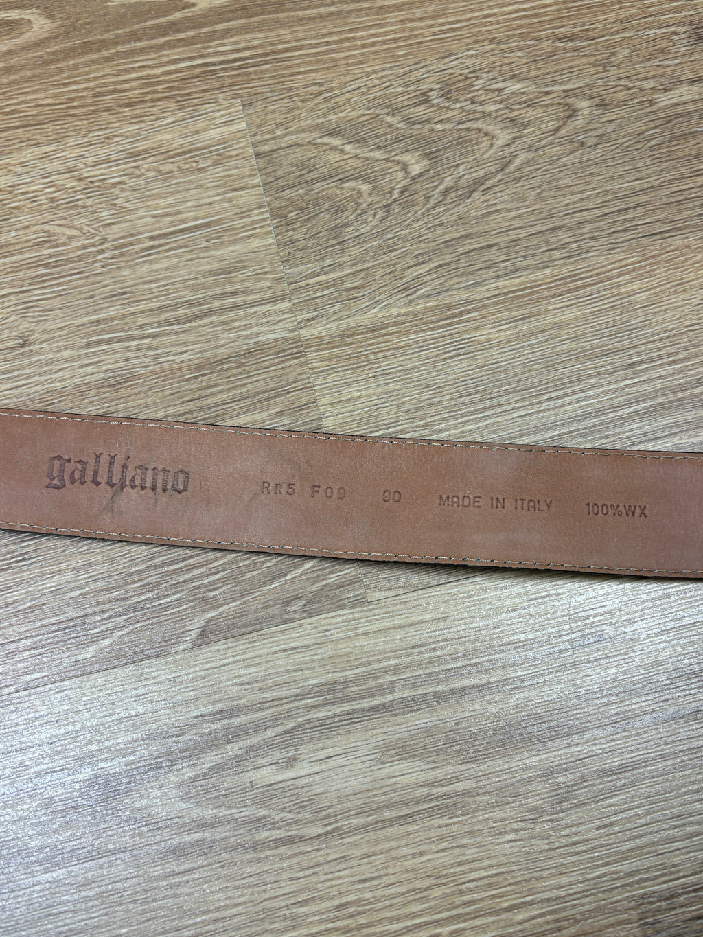 2000s John Galliano Black Leather Logo Buckle Belt
