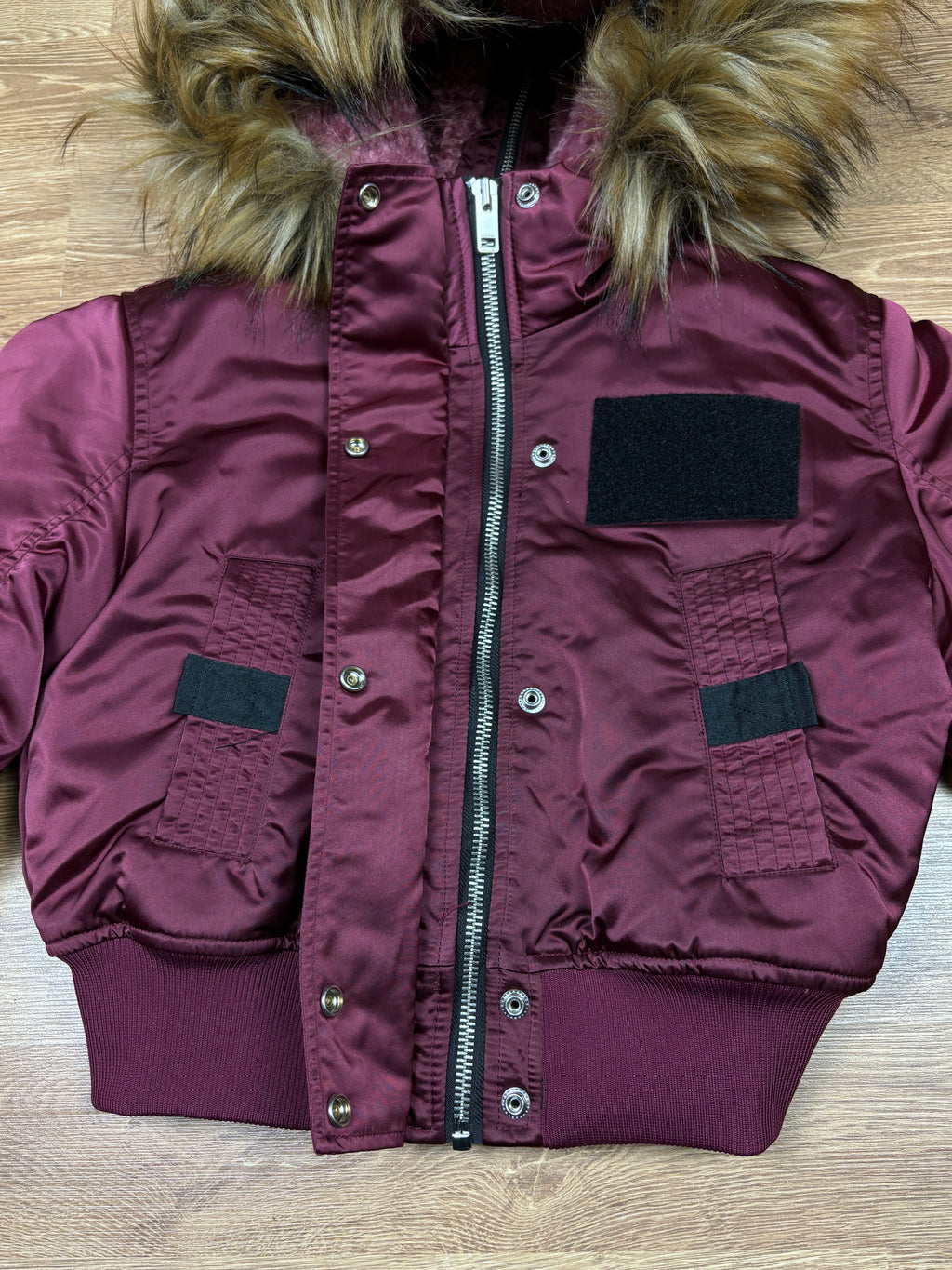 Diesel Faux Fur Zipper Hood Bomber Jacket