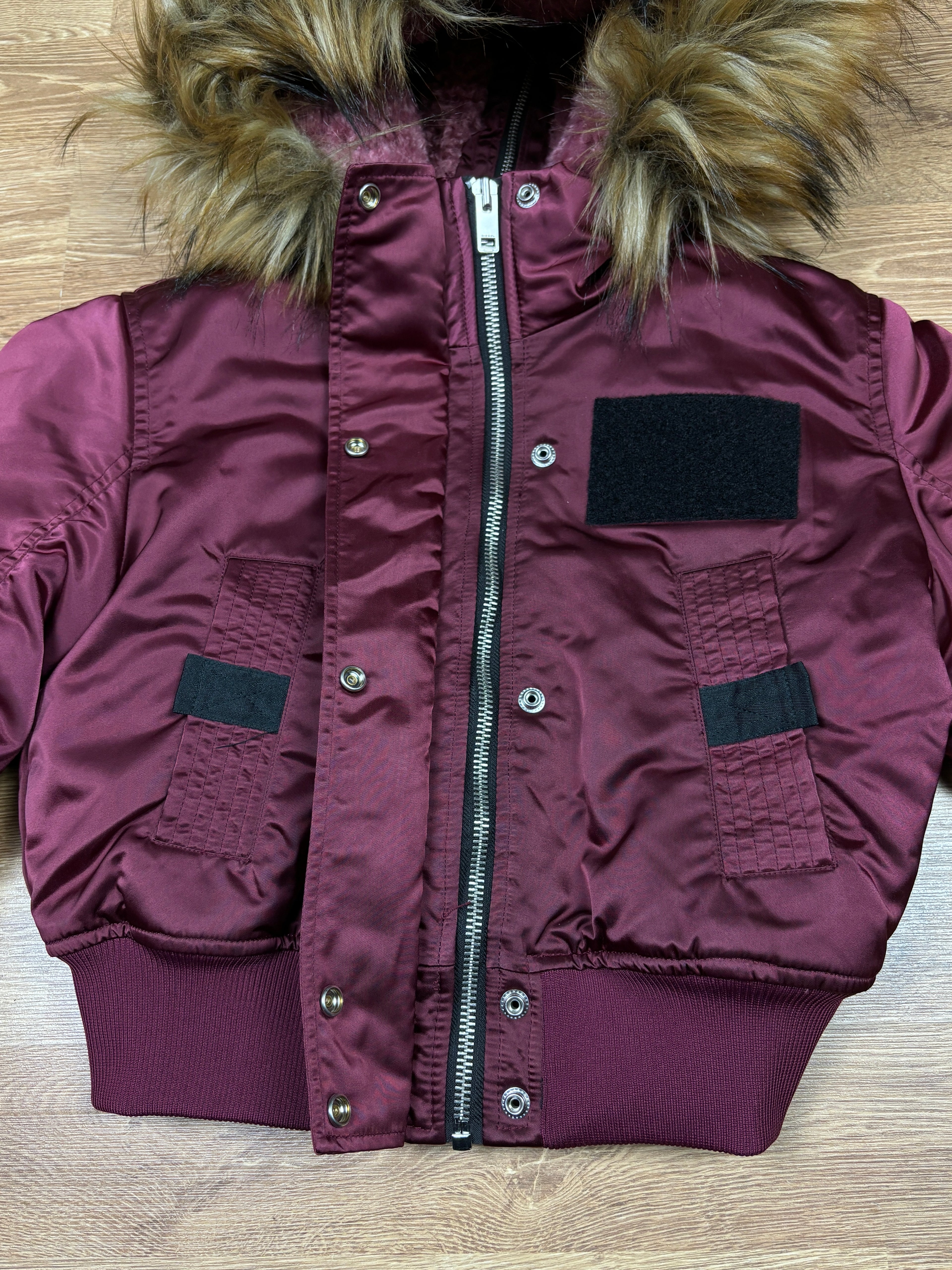 Diesel Faux Fur Zipper Hood Bomber Jacket