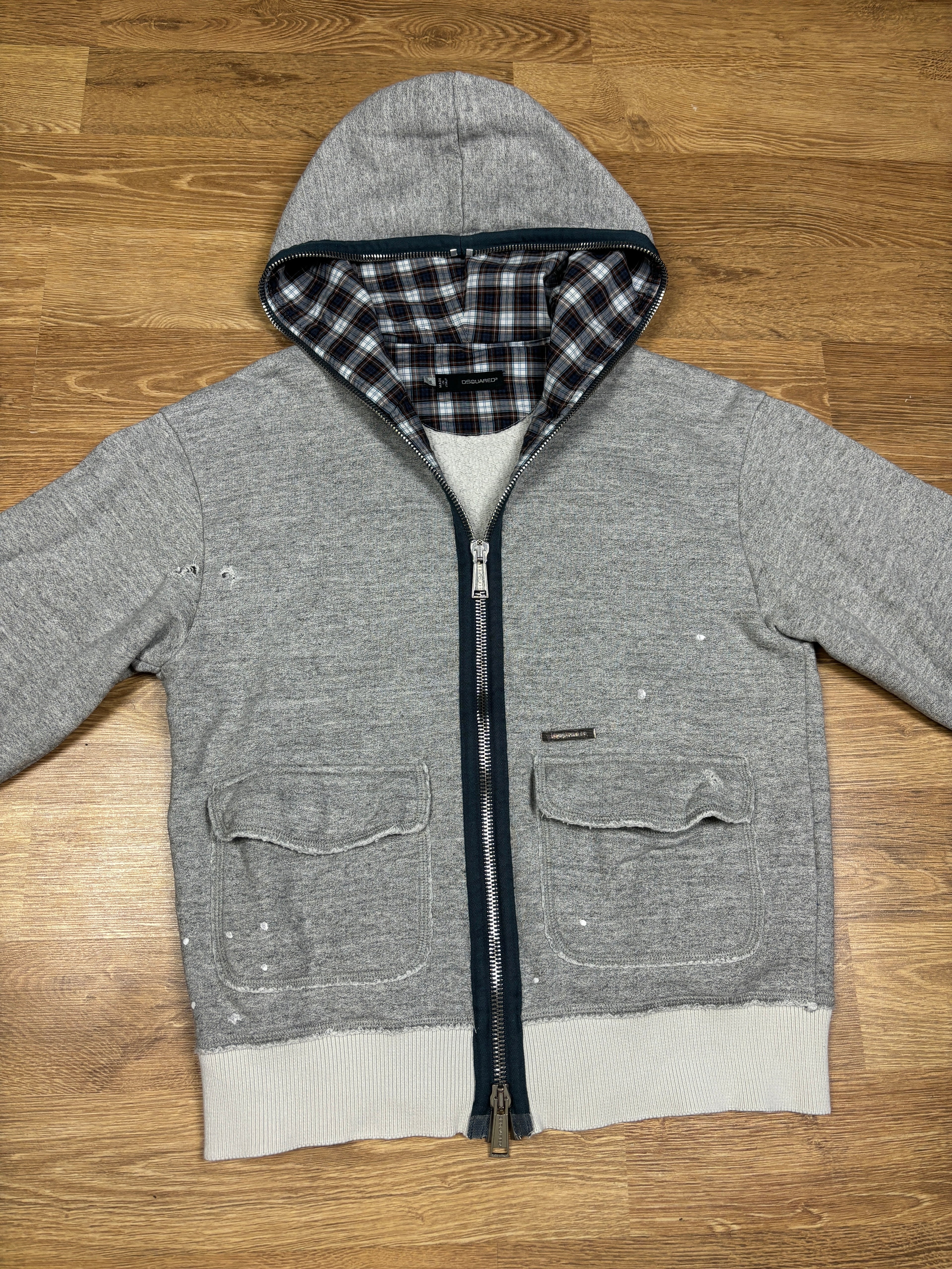 Sudadera con capucha Dsquared2 Distressed con cremallera completa de los 2000s