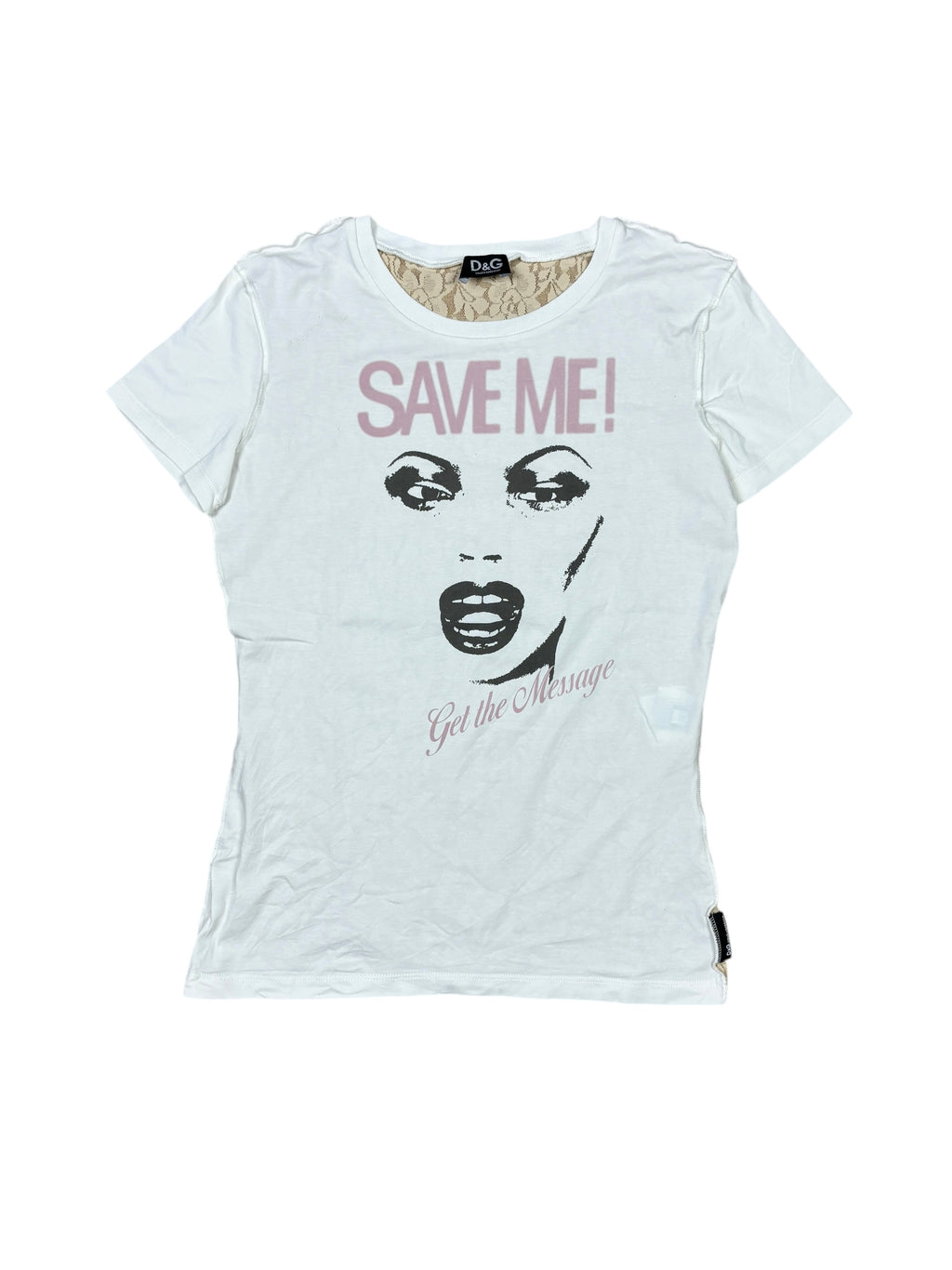 Camiseta Dolce & Gabbana "¡Sálvame!" con encaje en la espalda