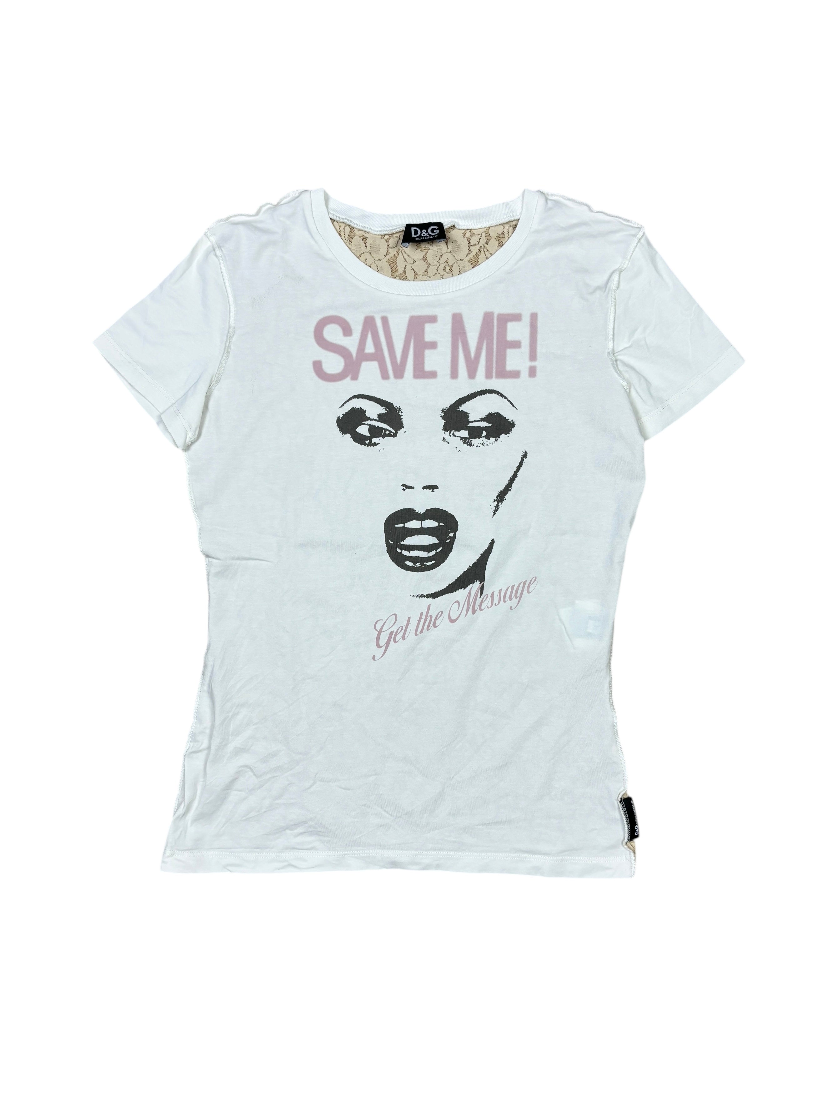 Camiseta Dolce & Gabbana "¡Sálvame!" con encaje en la espalda