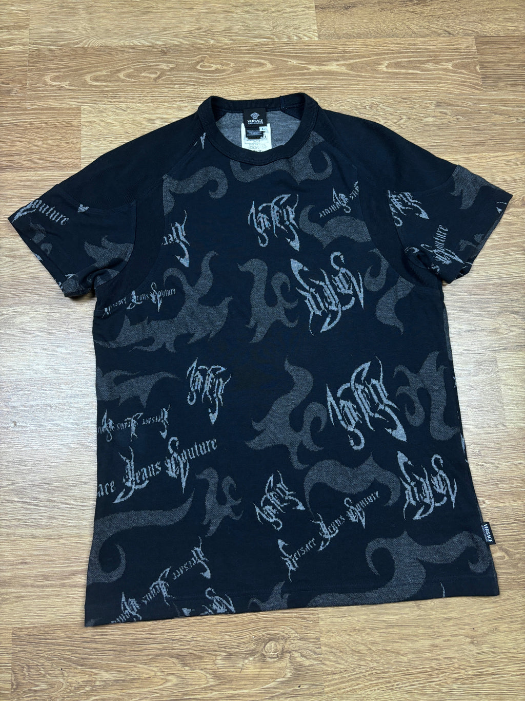 2000s Versace Jeans Gothic Logo T-Shirt