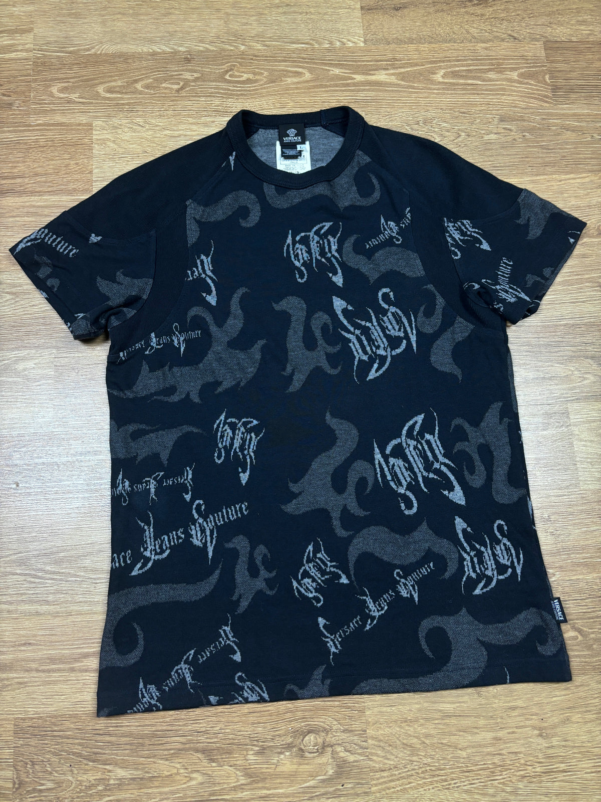 2000s Versace Jeans Gothic Logo T-Shirt