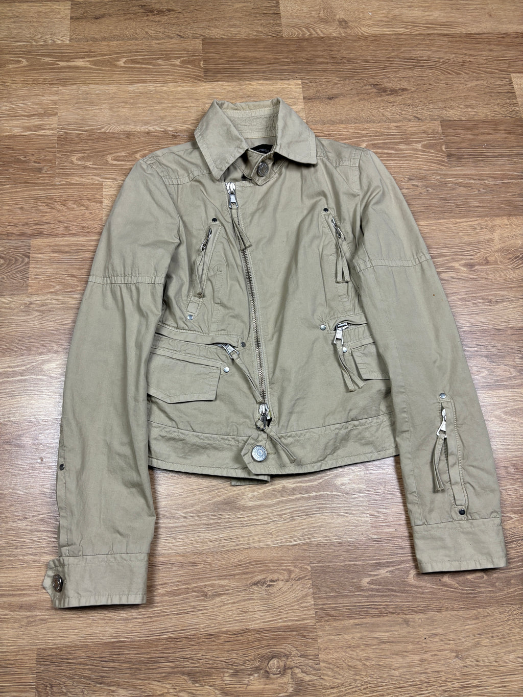 2000s Dsquared2 Asymmetrical Zip Cargo Jacket