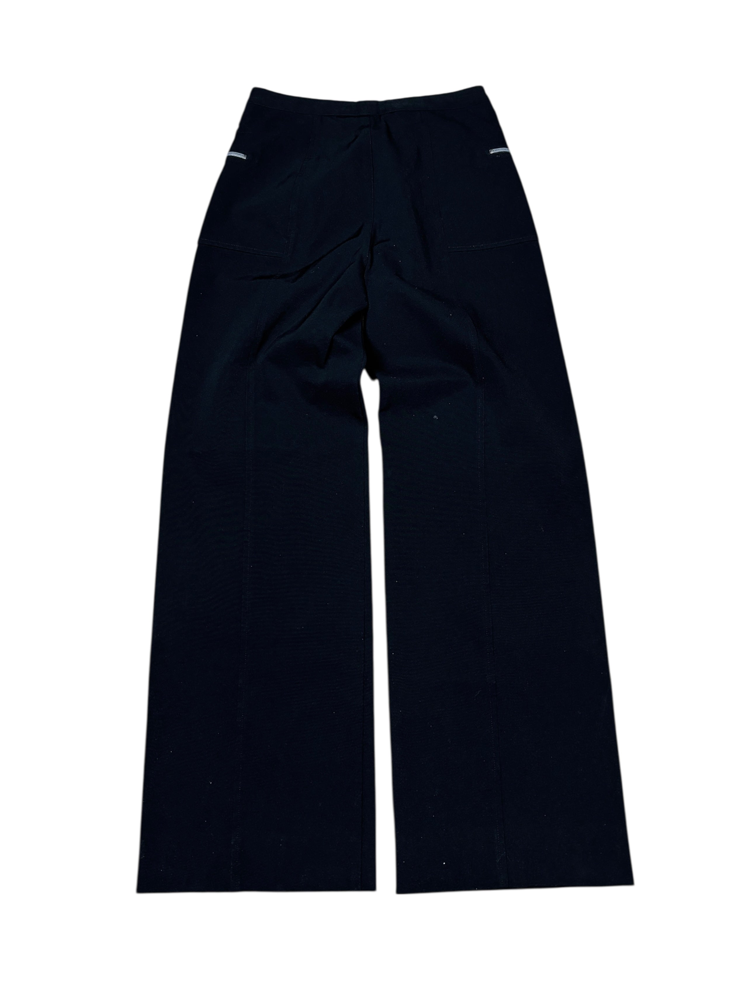 2000s Marithé François Girbaud Black Wide Leg Zip Trousers
