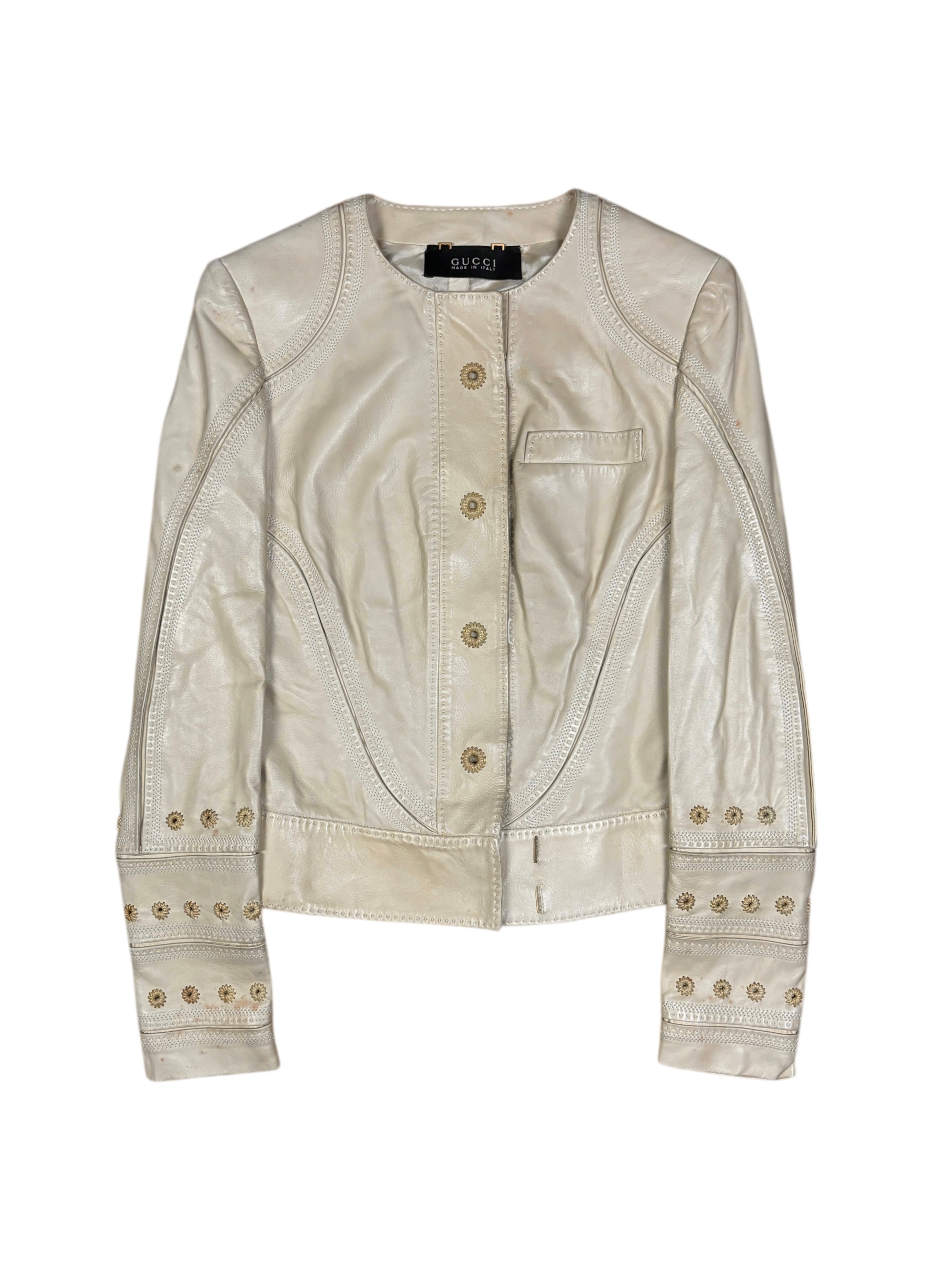 Gucci Frida Giannini Era Cream Leather Jacket