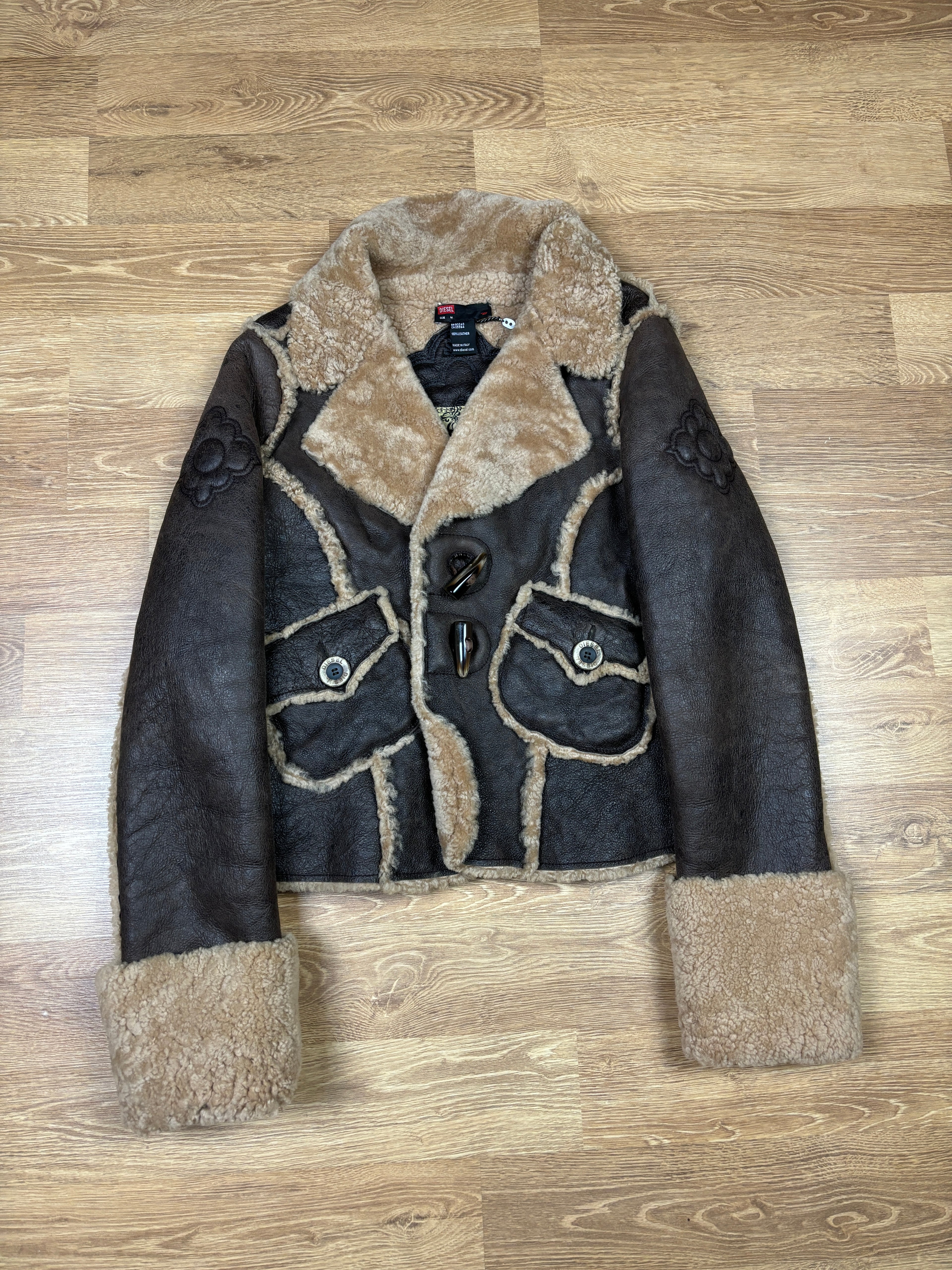 2000s Diesel Shearling Leather Aviator Jacket