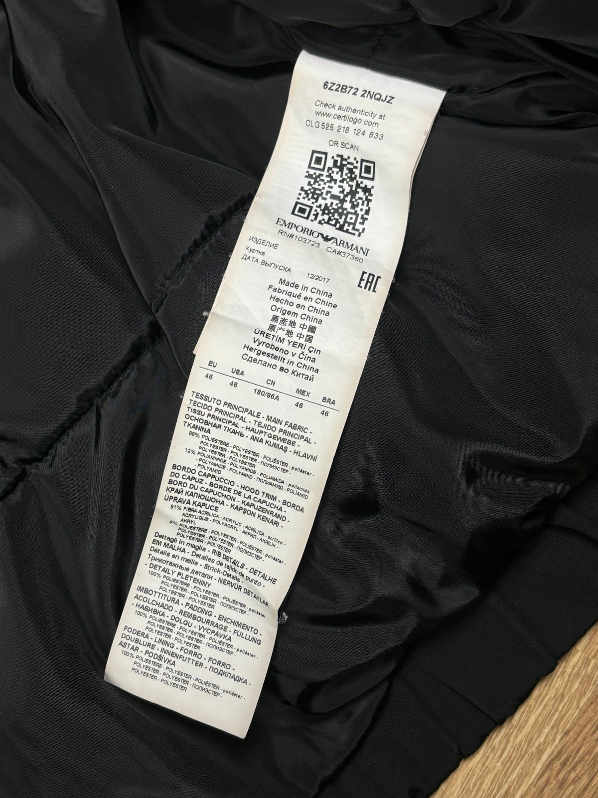 2000s Emporio Armani Black Fur Hooded Bomber Jacket