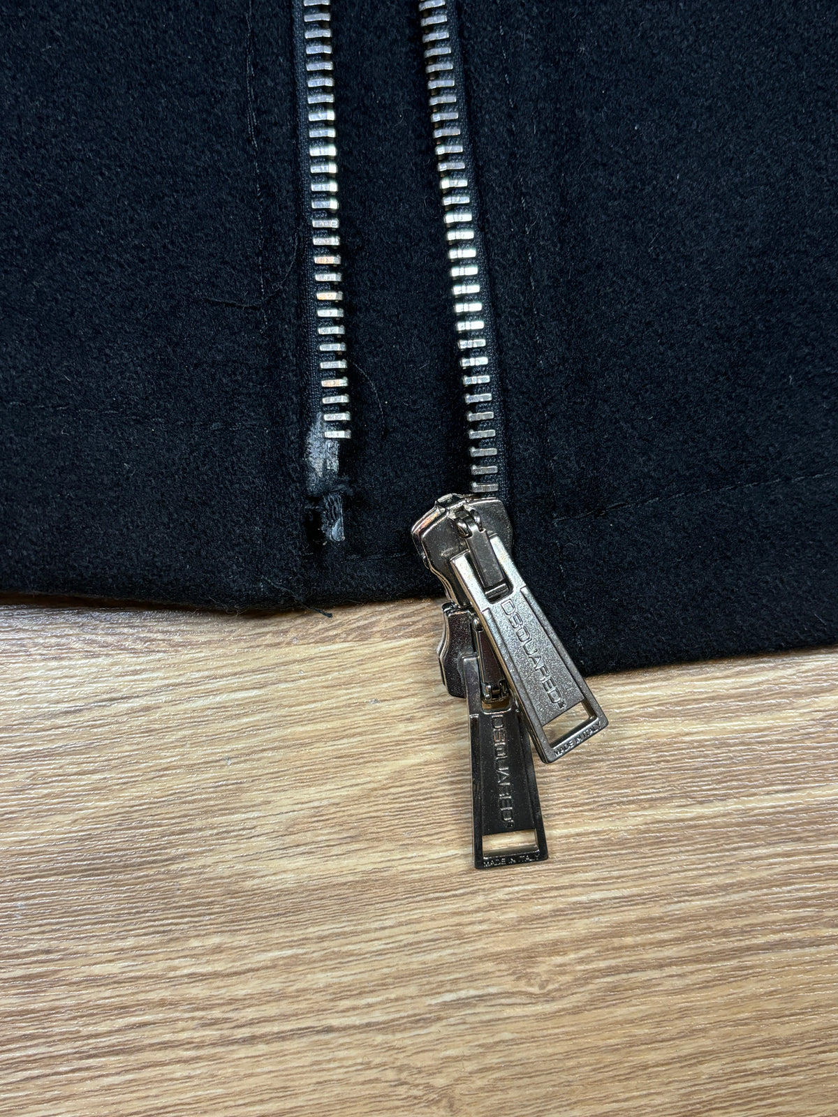 AW2013 Dsquared2 Black Wool Asymmetric Zip Jacket
