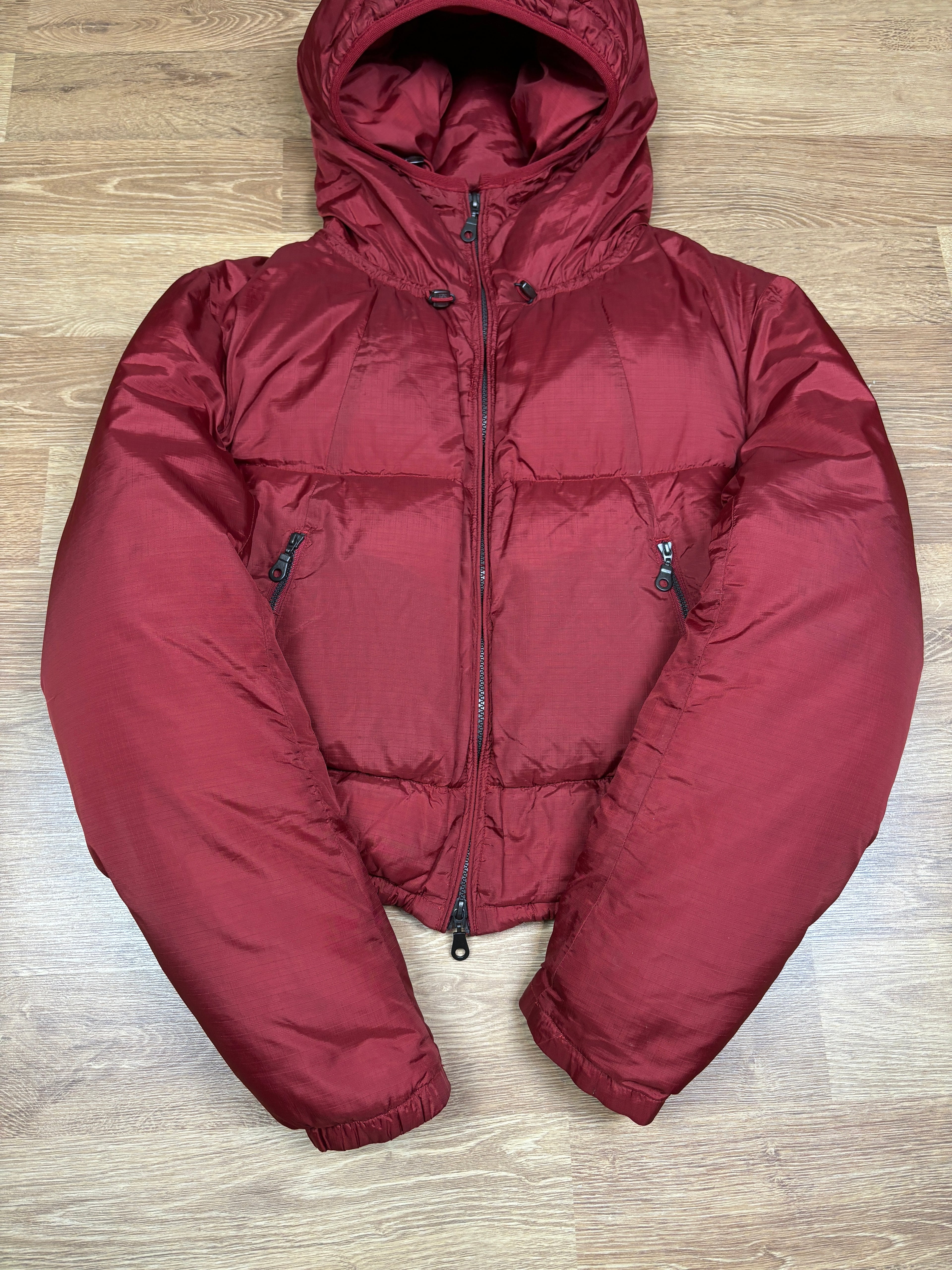 2000s Marithé François Girbaud Red Down Cropped Puffer Jacket