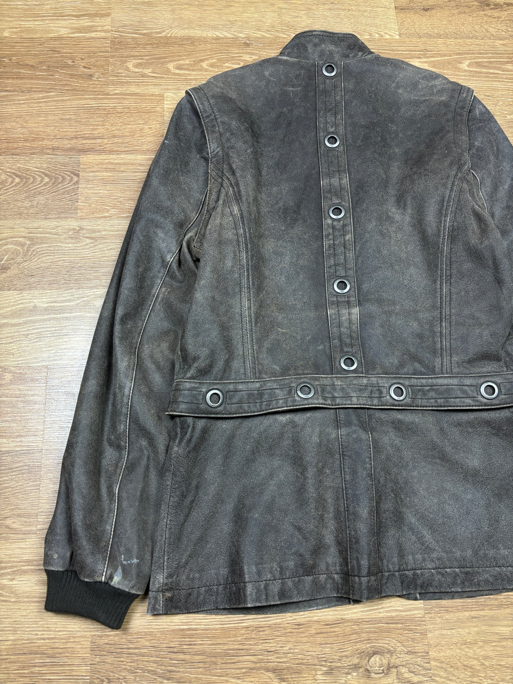 2000s Oakley Detachable Distressed Industrial Leather Jacket