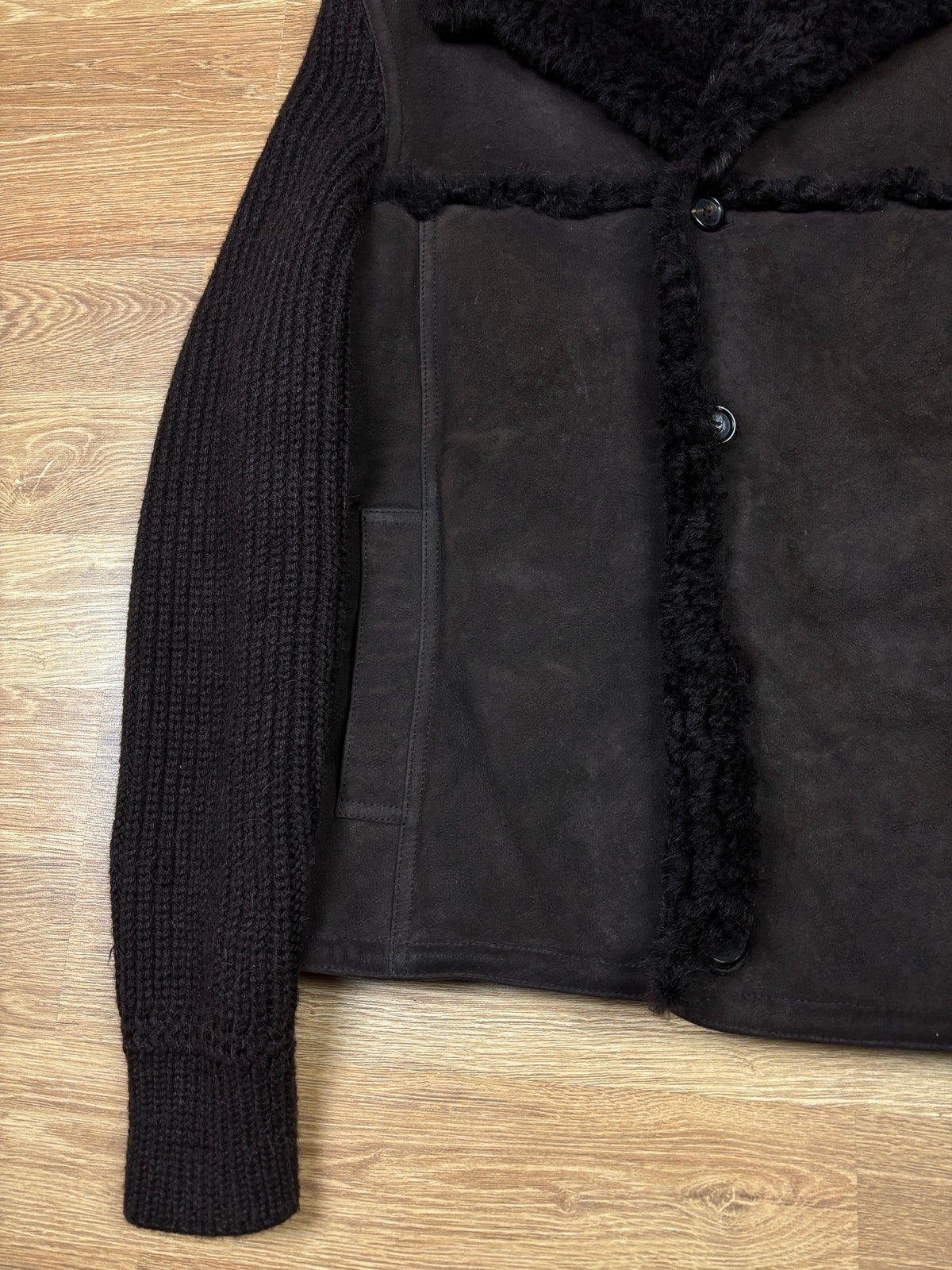 Gucci Shearling Leather & Alpaca Knit Jacket