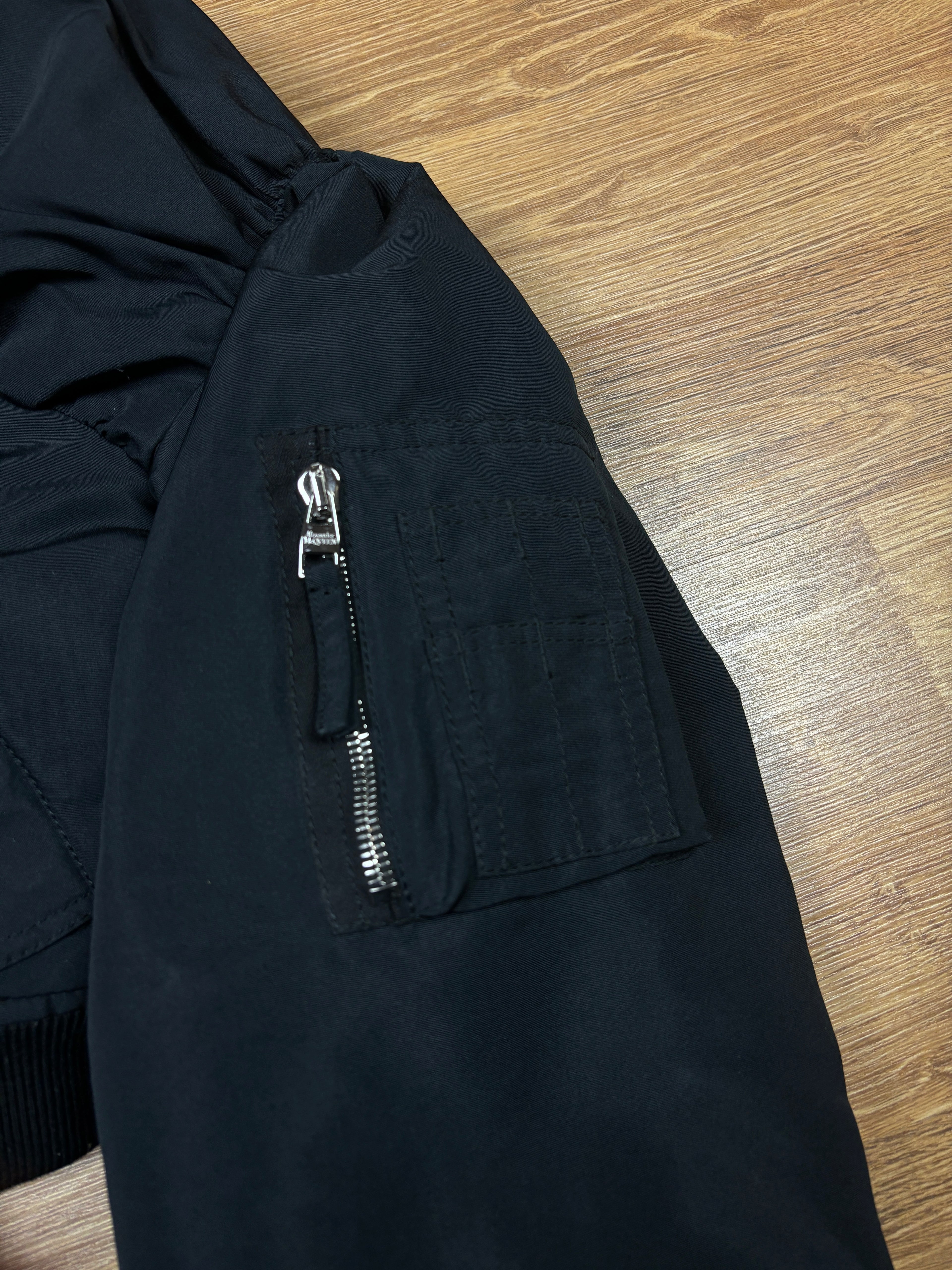 Alexander McQueen Cropped Balloon Sleeve Bomber Jacket