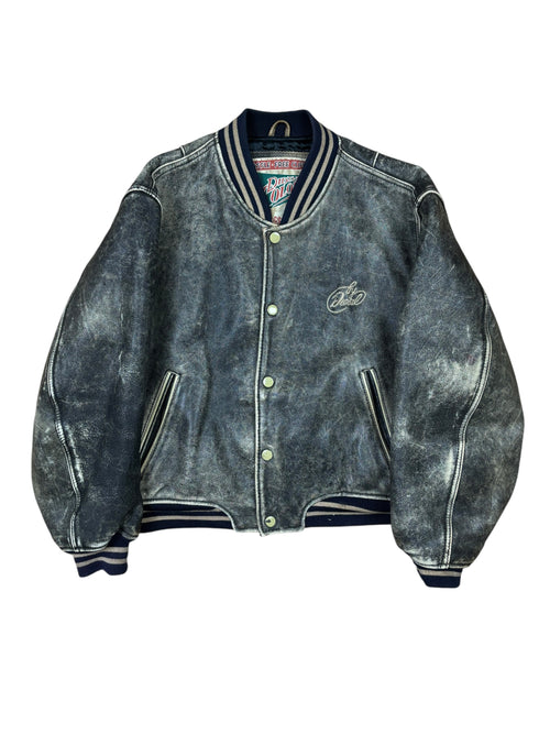 2000s Diesel Distressed Leather Varsity Jacket