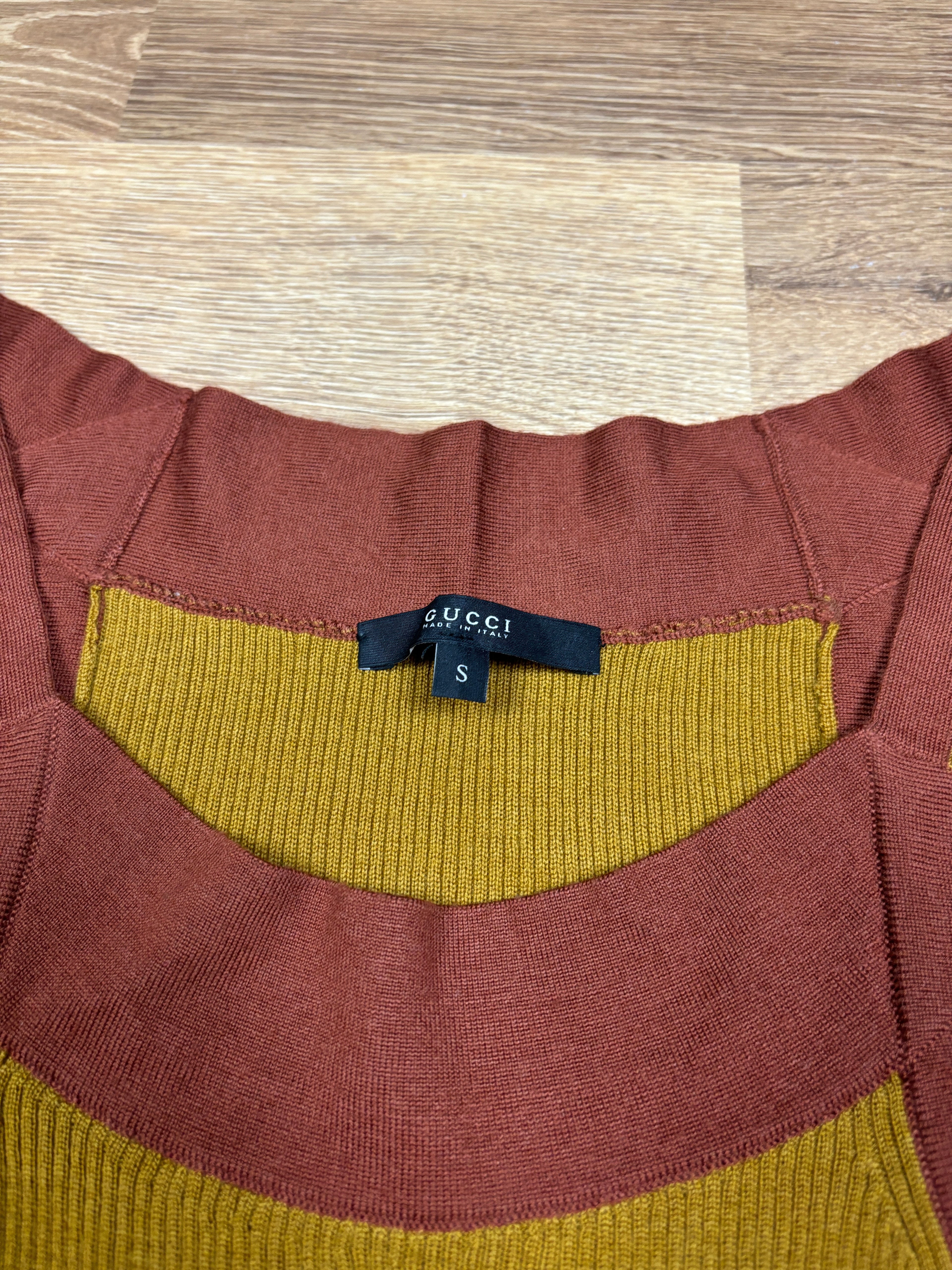 2000s Gucci Ribbed Knit Panel Tank Top