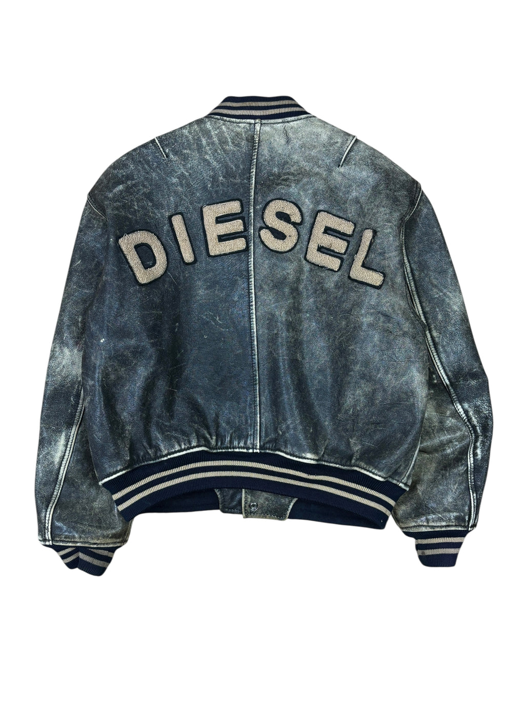 Chaqueta universitaria de cuero envejecido Diesel de los 2000