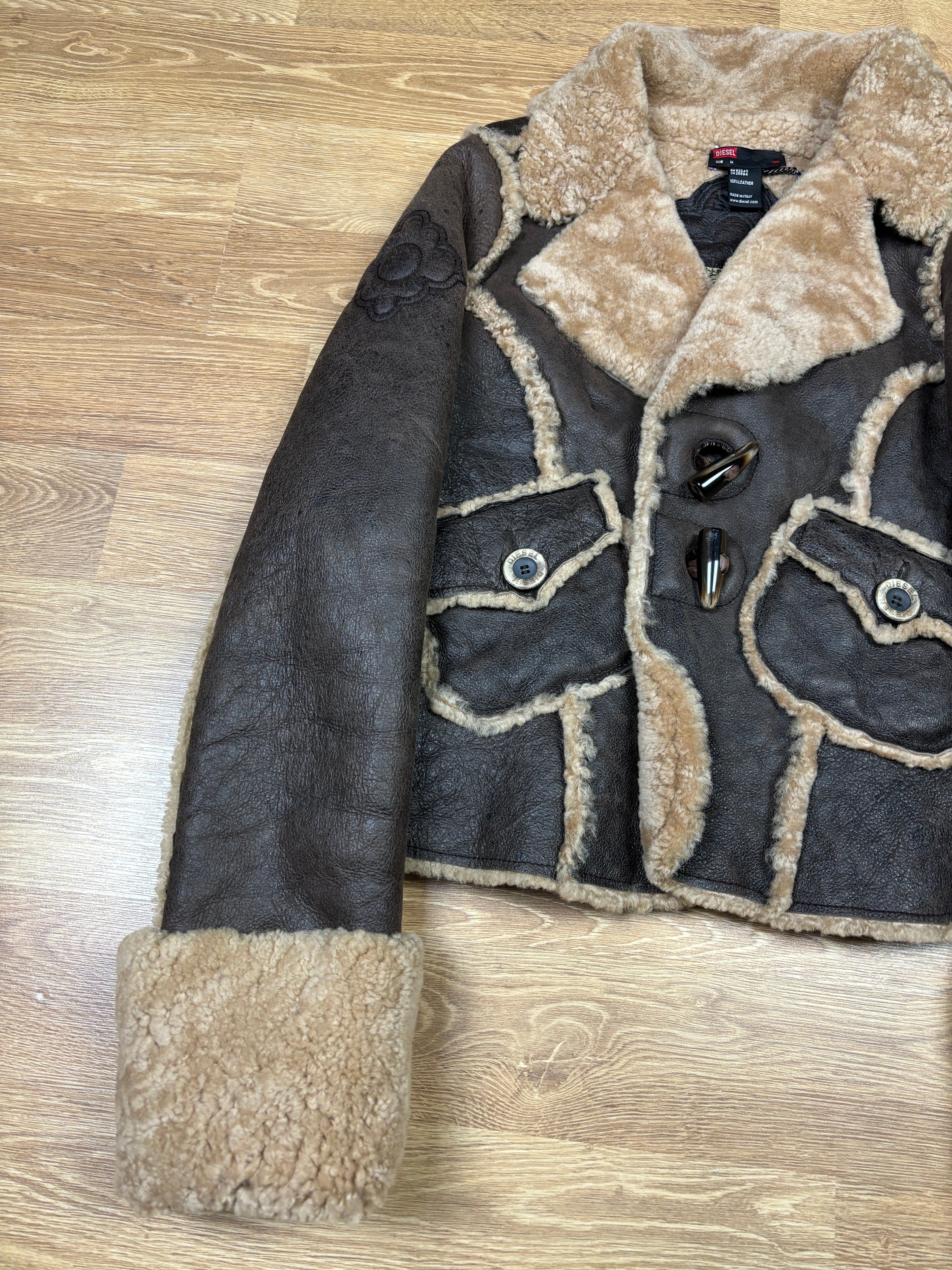 2000s Diesel Shearling Leather Aviator Jacket