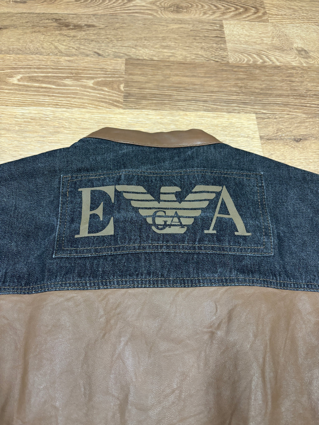 2000s Emporio Armani Denim & Leather Panel Jacket