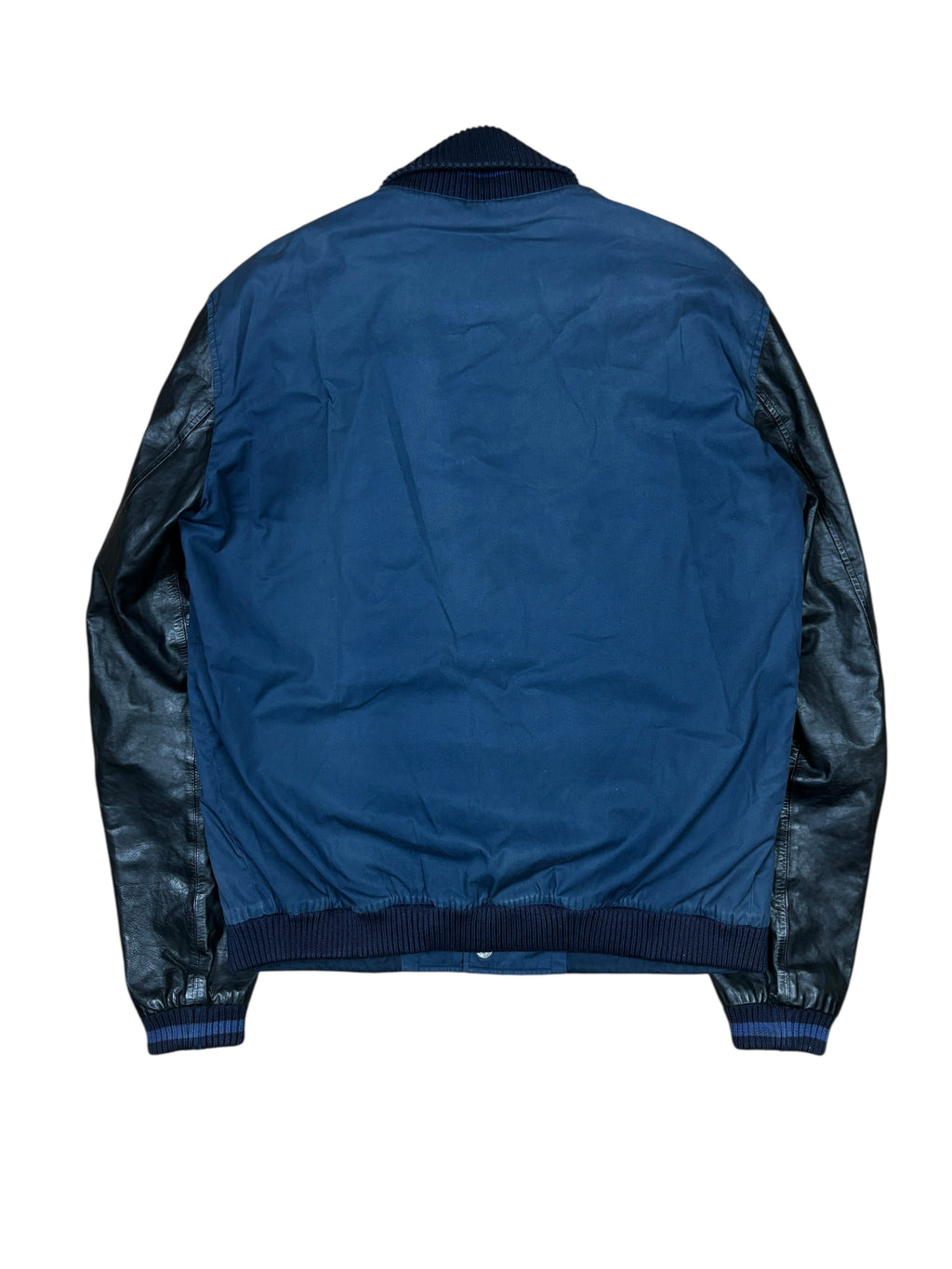Chaqueta Varsity Gucci Algodón Azul Marino y Manga de Cuero SS2010