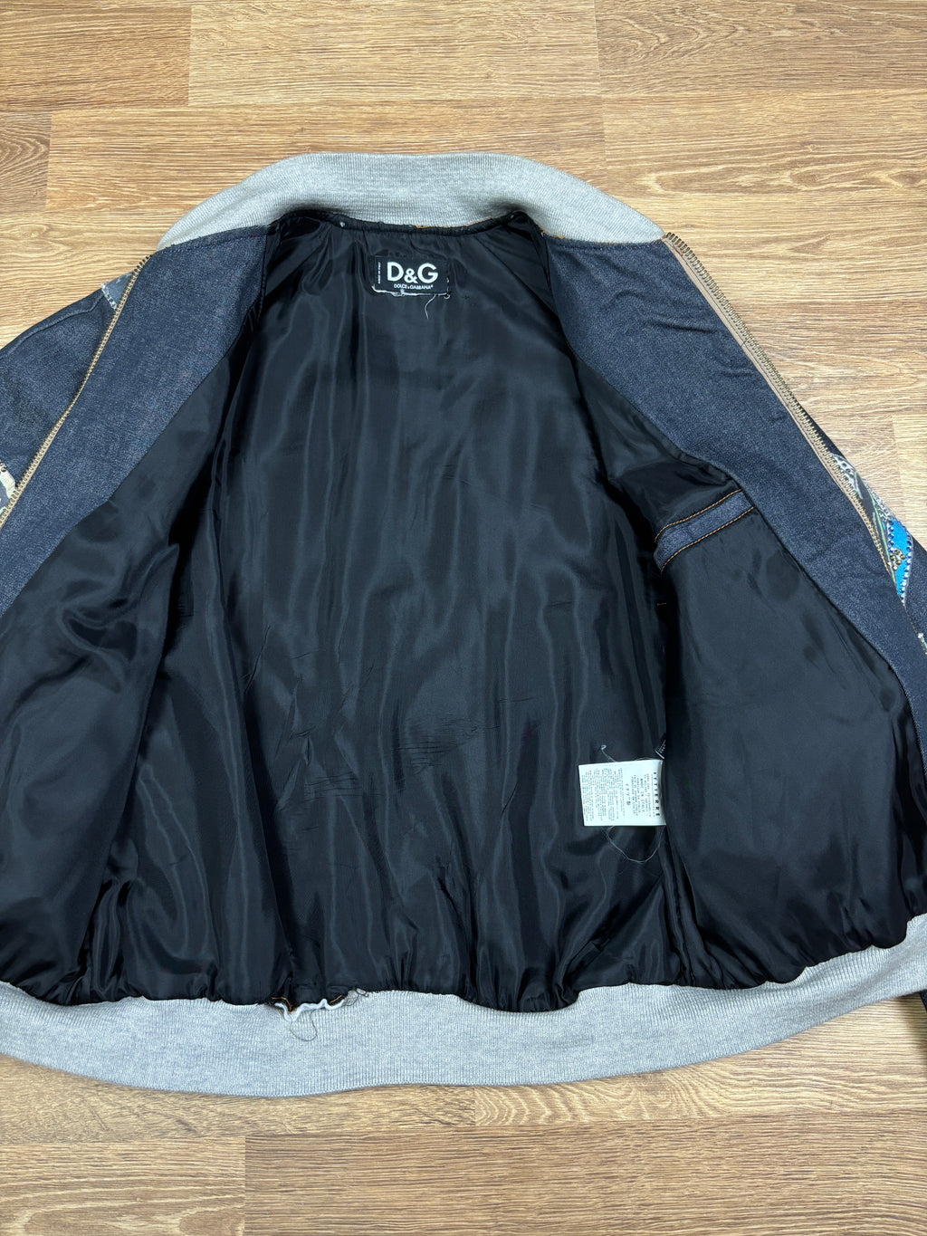 FW2003 Dolce & Gabbana Rhinestone Patchwork Denim Bomber Jacket