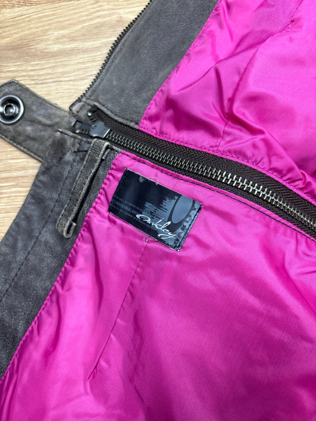 2000s Oakley Detachable Distressed Industrial Leather Jacket