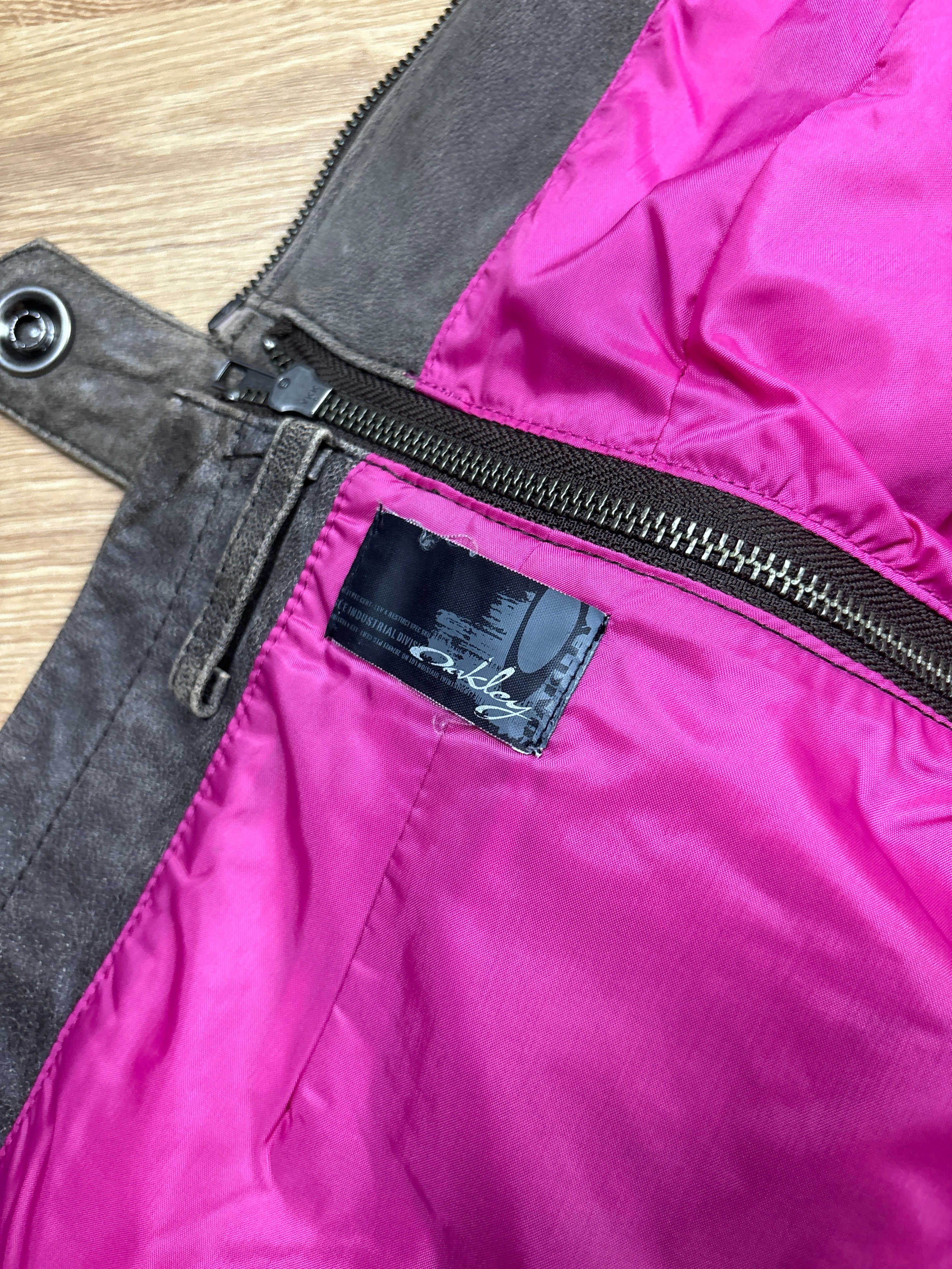 2000s Oakley Detachable Distressed Industrial Leather Jacket