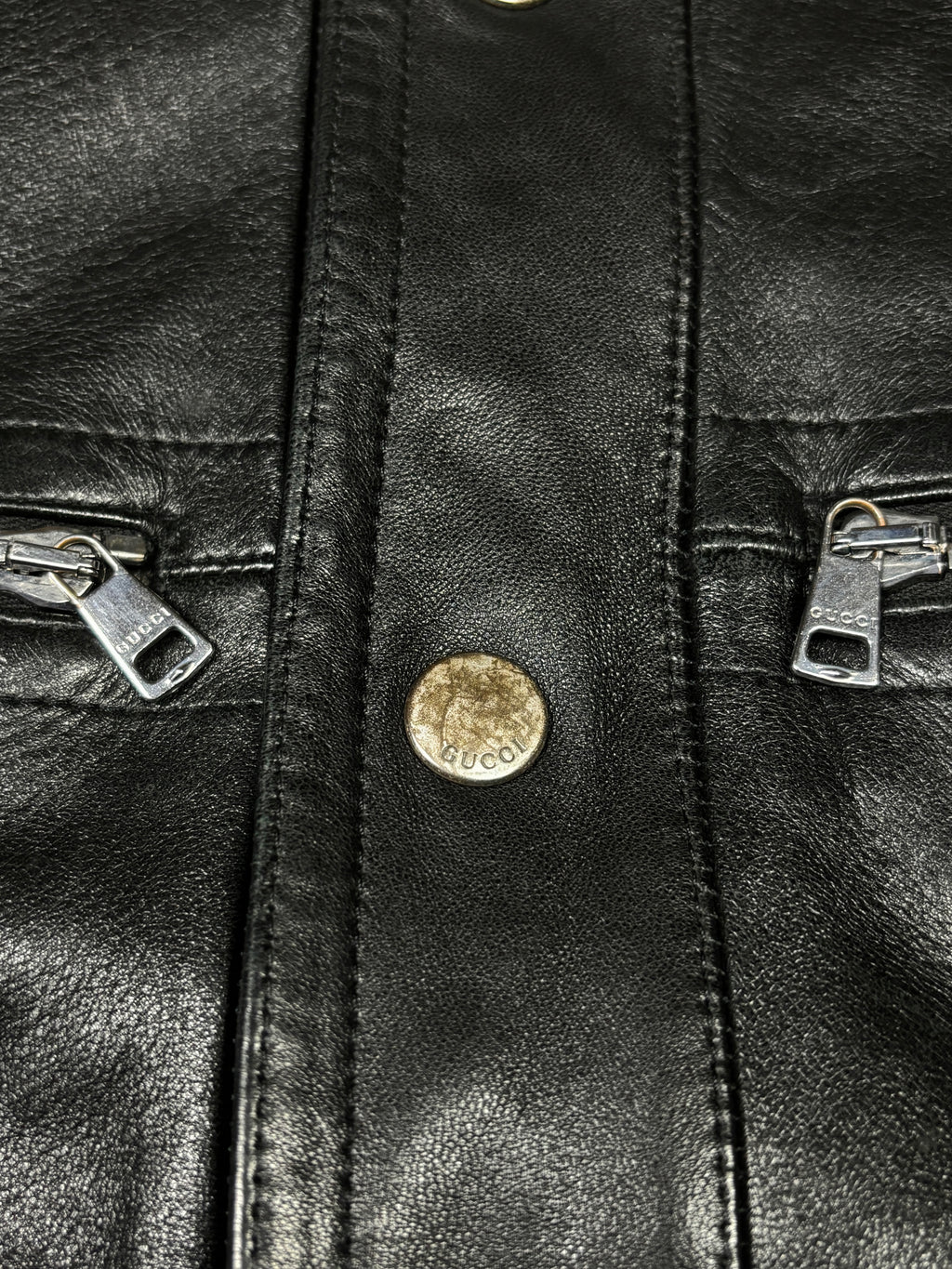 Chaqueta bomber de piel con franja web de Gucci de los 2000