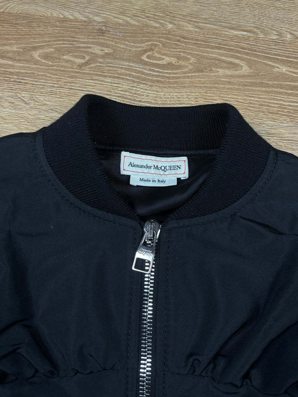 Alexander McQueen Cropped Balloon Sleeve Bomber Jacket