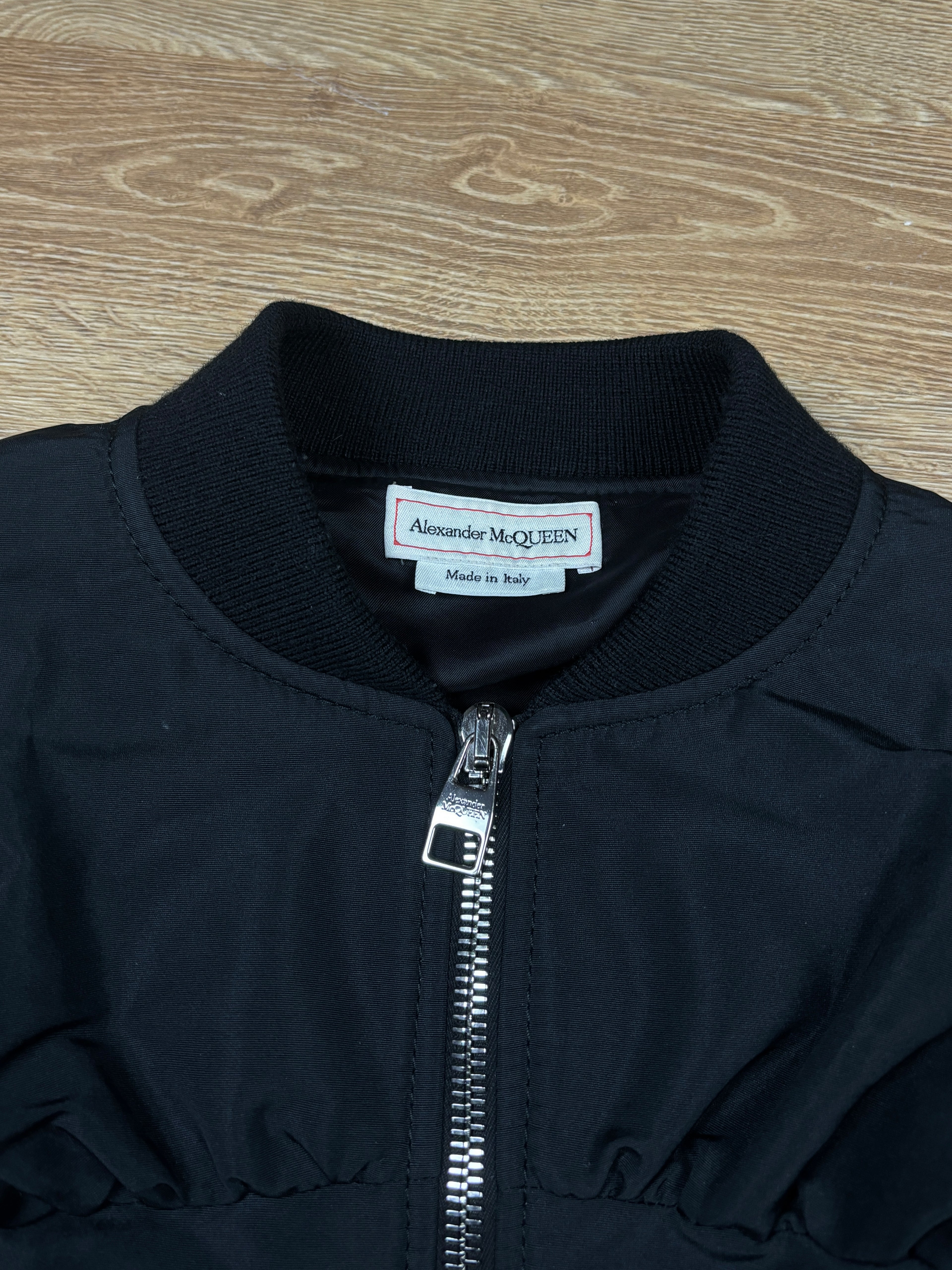 Alexander McQueen Cropped Balloon Sleeve Bomber Jacket