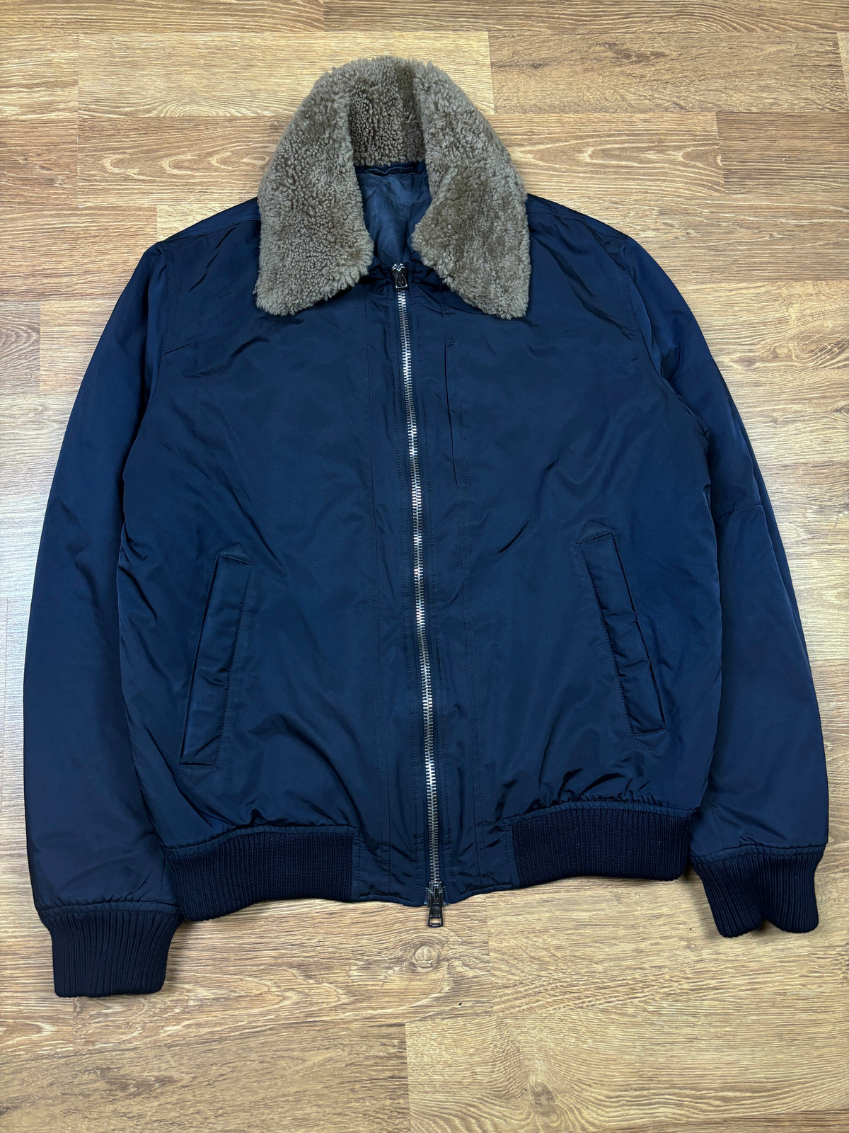 Gucci AW2011 Shearling Collar Nylon Bomber Jacket