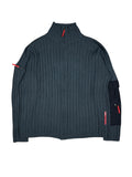 2000s Prada Linea Rossa Ribbed Utility Knitted Zip-Up