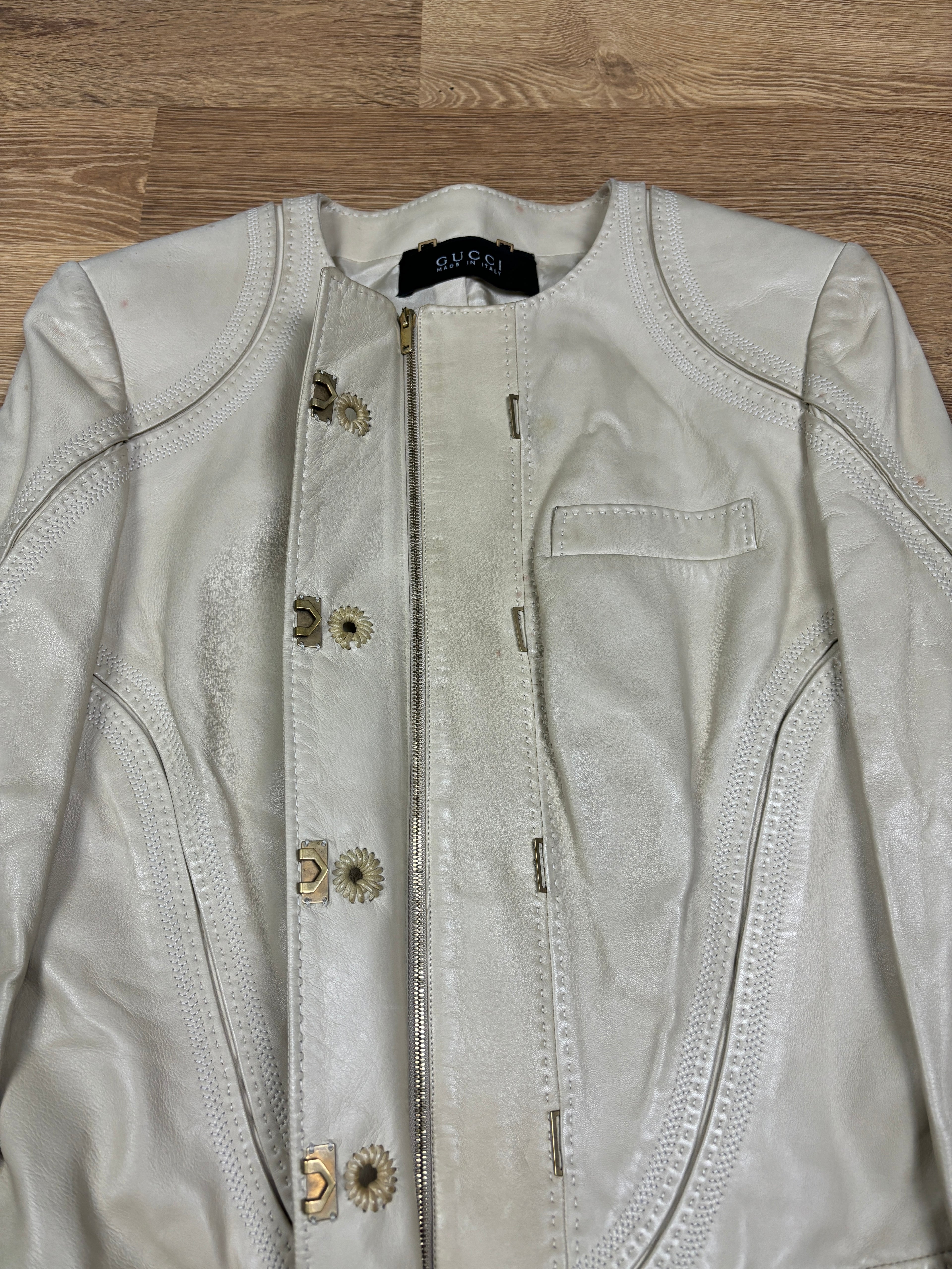 Gucci Frida Giannini Era Cream Leather Jacket