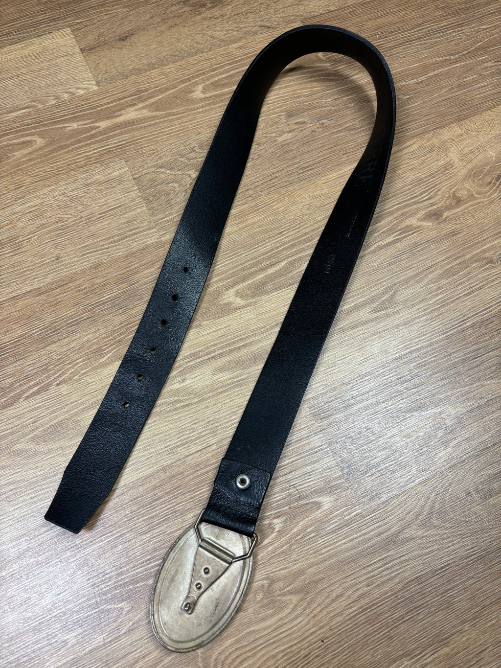 2000s Gianfranco Ferré Black Leather Monogram Buckle Belt