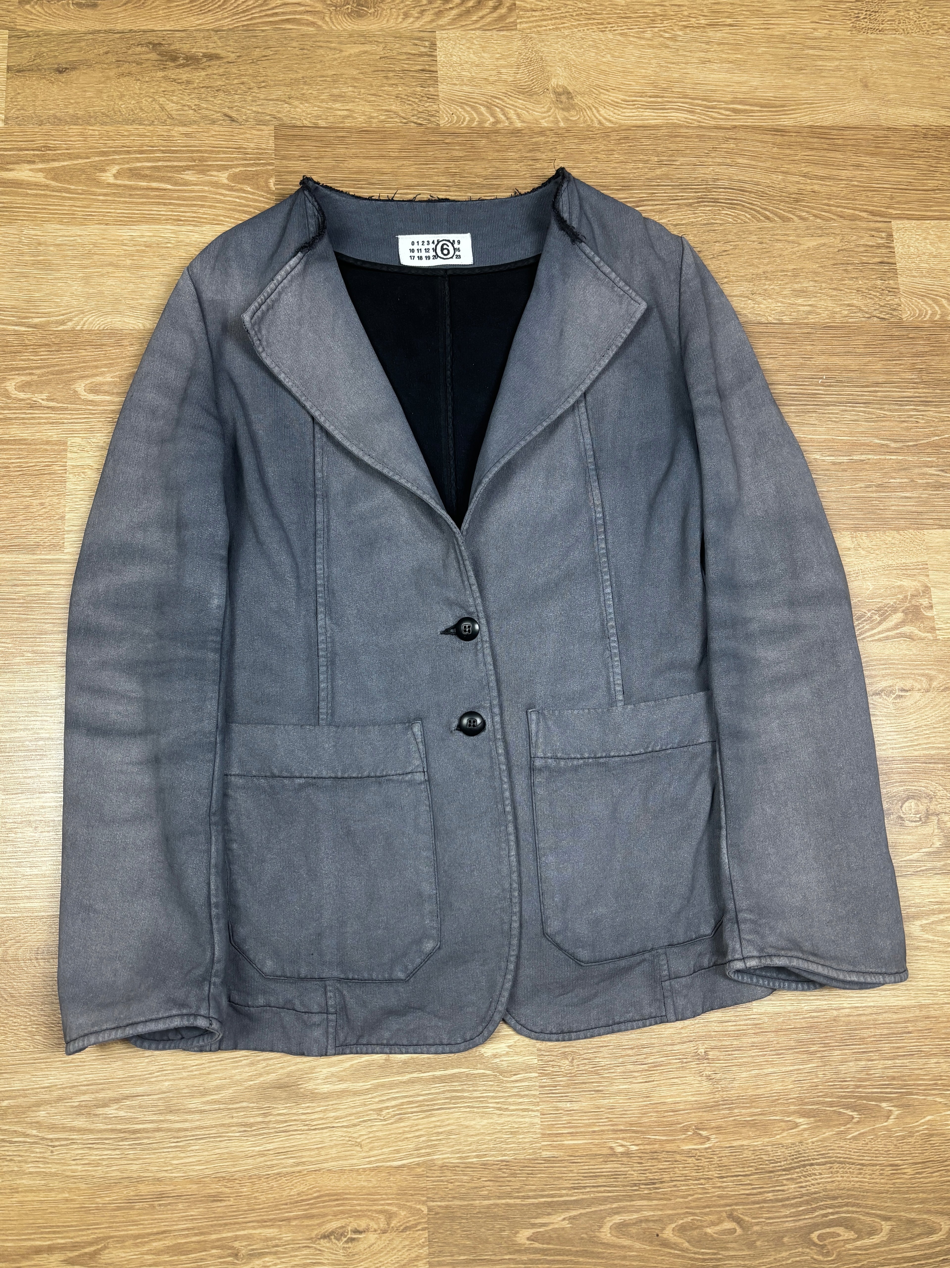 MM6 Maison Martin Margiela Washed Raw Edge Cotton Blazer