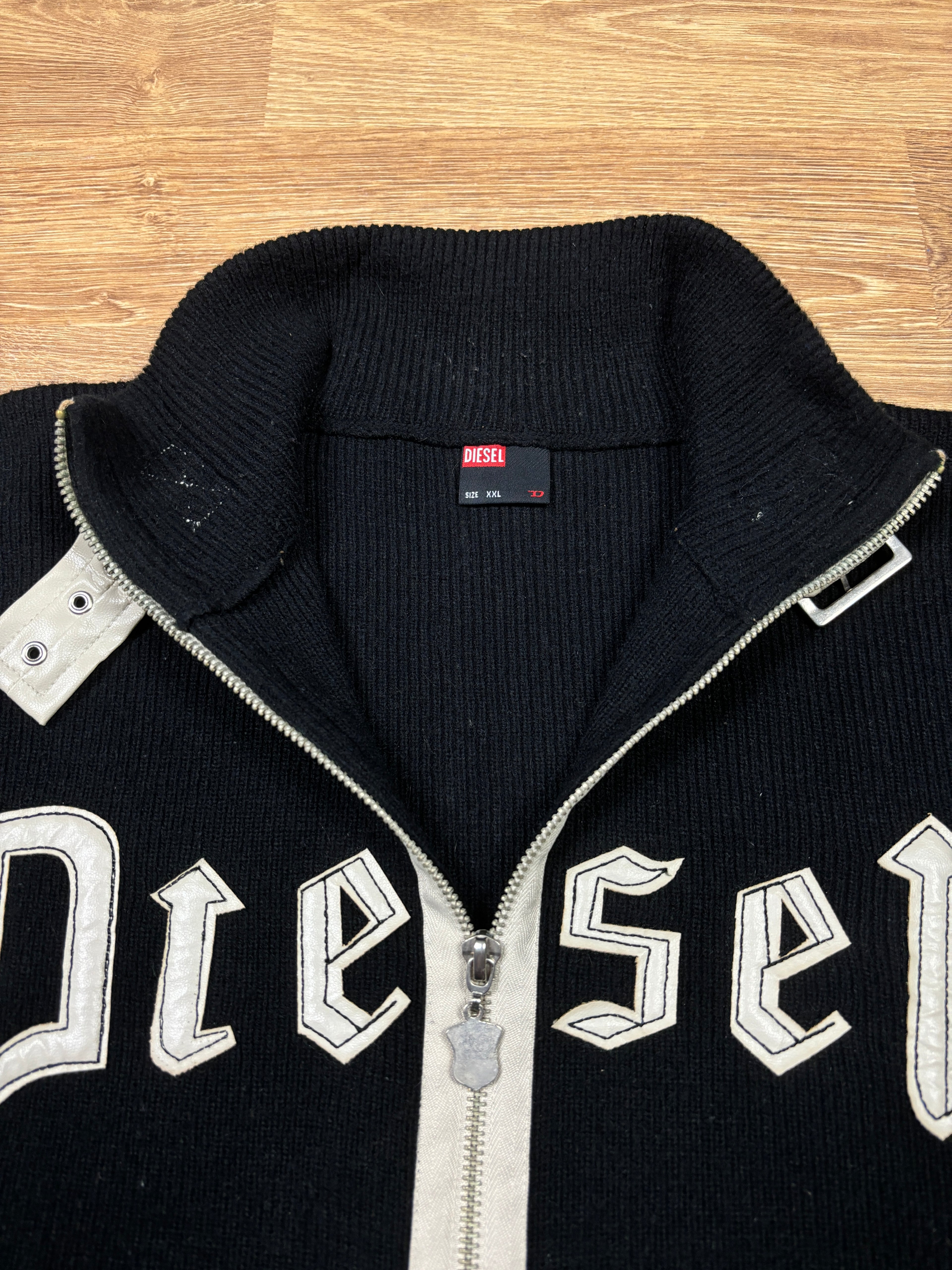 2000s Diesel Woolen Goth Logo Zip Up Knit