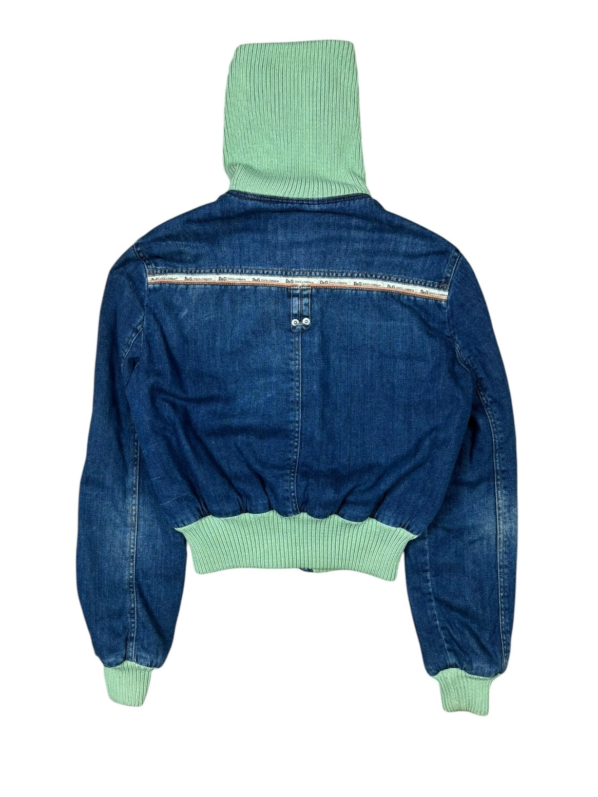 Dolce & Gabbana 2000s Denim Jacket with Ribbed Collar and Floral Lining