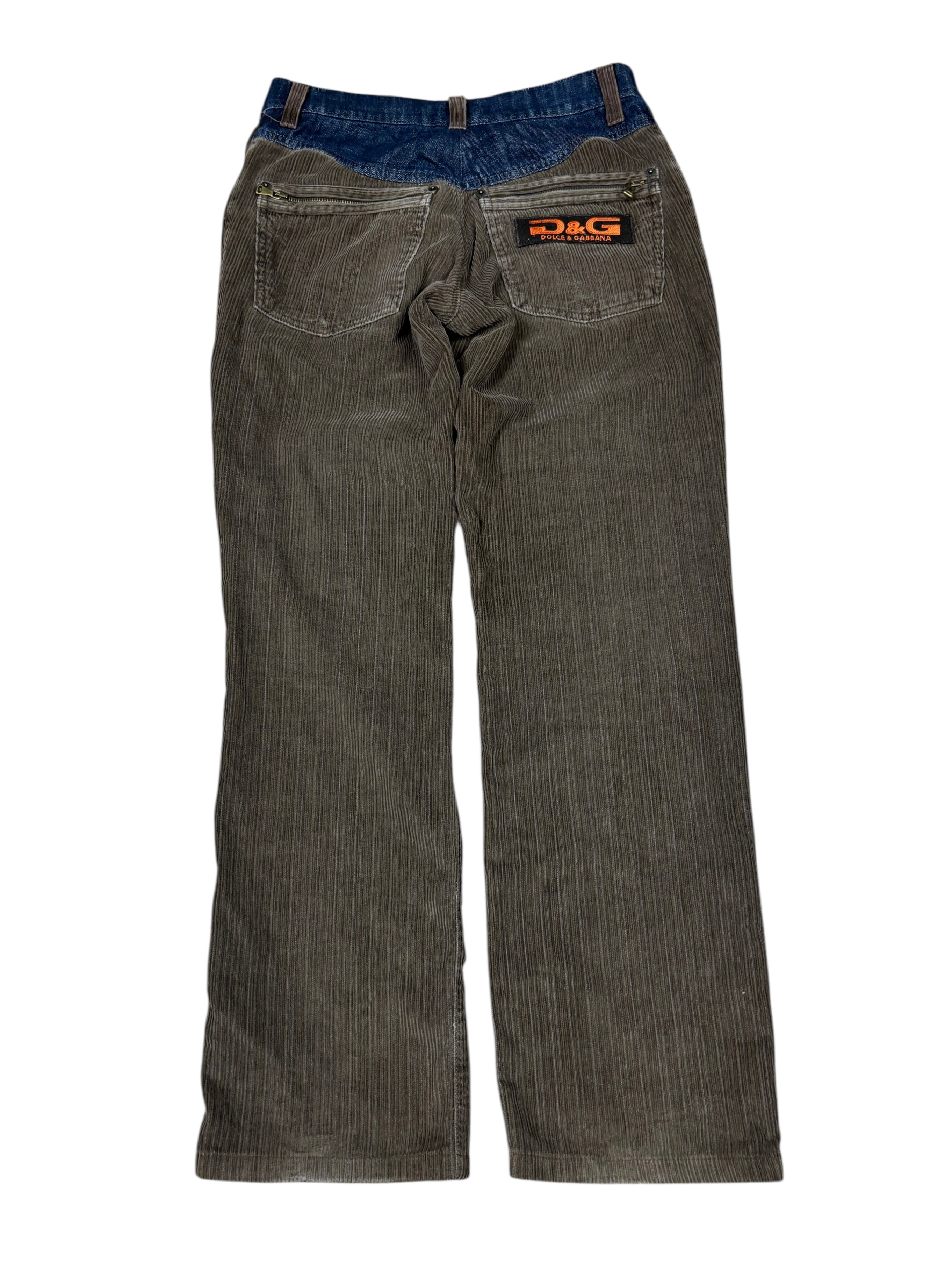 2000s Dolce & Gabbana Corduroy Denim Panel Pants