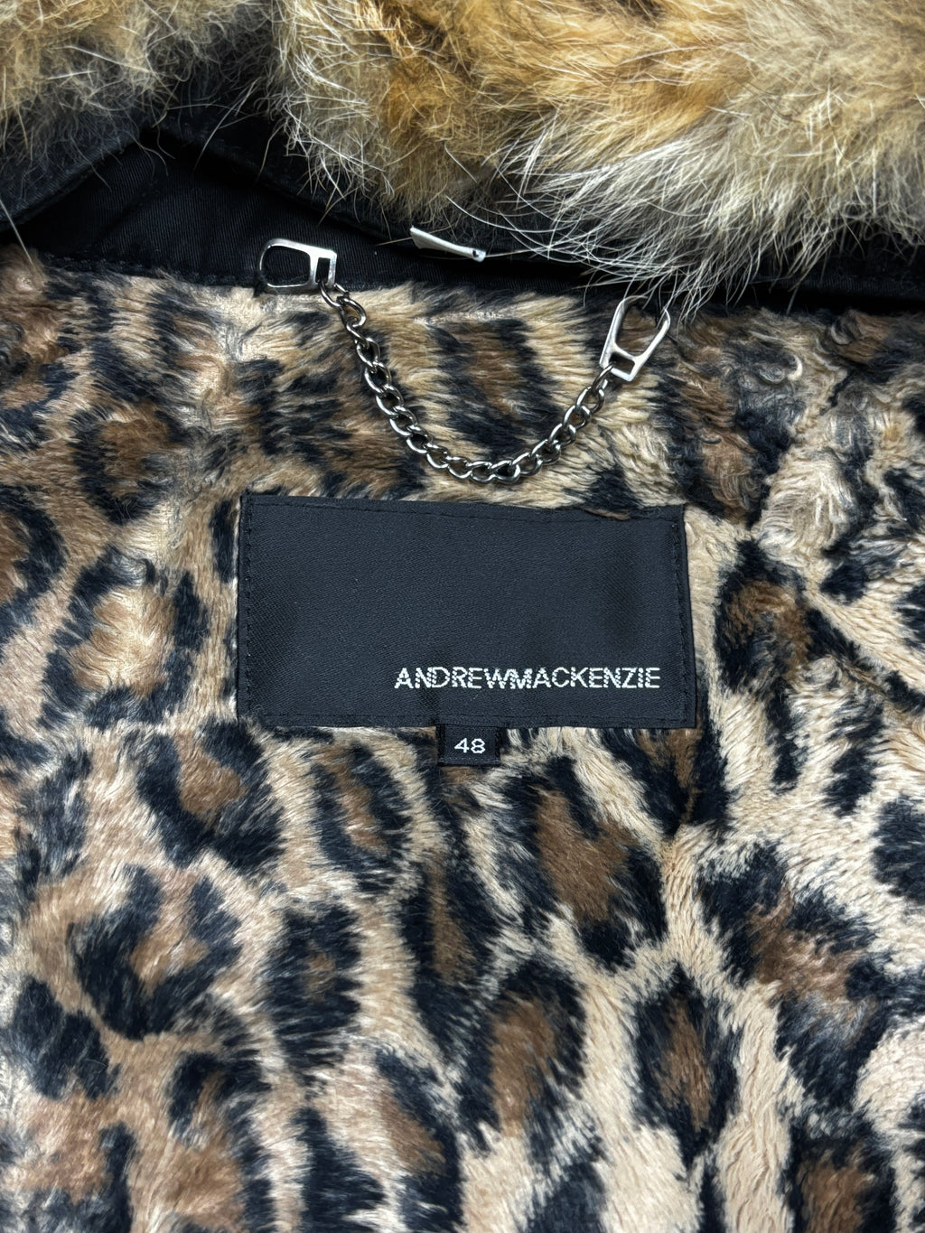 Andrew Mackenzie Fur Collar Leopard Lined Jacket