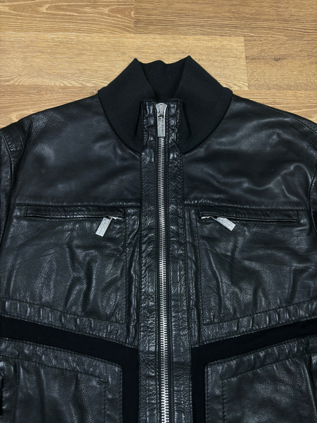 2000s Dirk Bikkembergs Black Leather Bomber Jacket