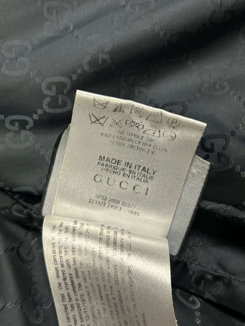 Gucci GG Monogram Lined Puffer Jacket