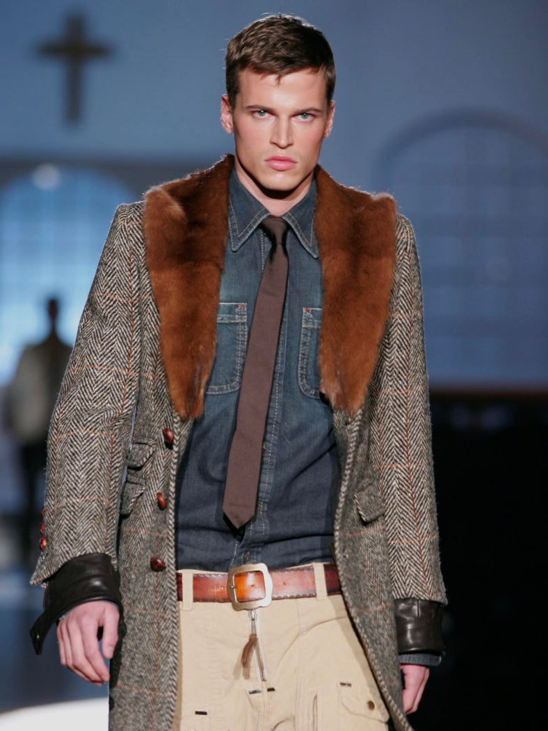 Dsquared2 AW2005 Runway Fur Collar Wool Coat