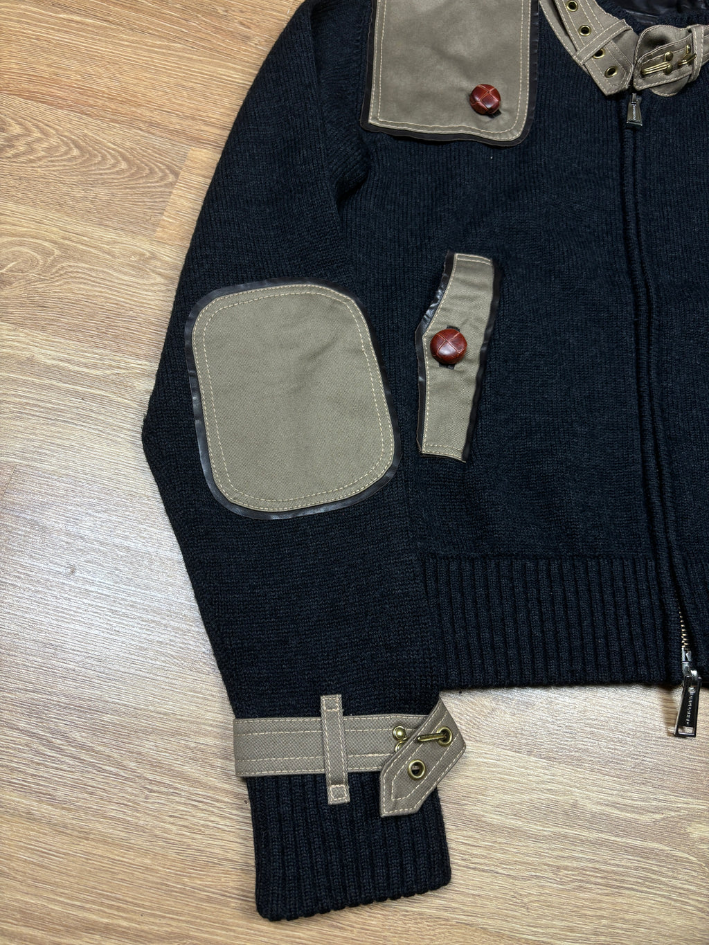 Dsquared2 AW2004 Wool Knit Paneled Zip Up