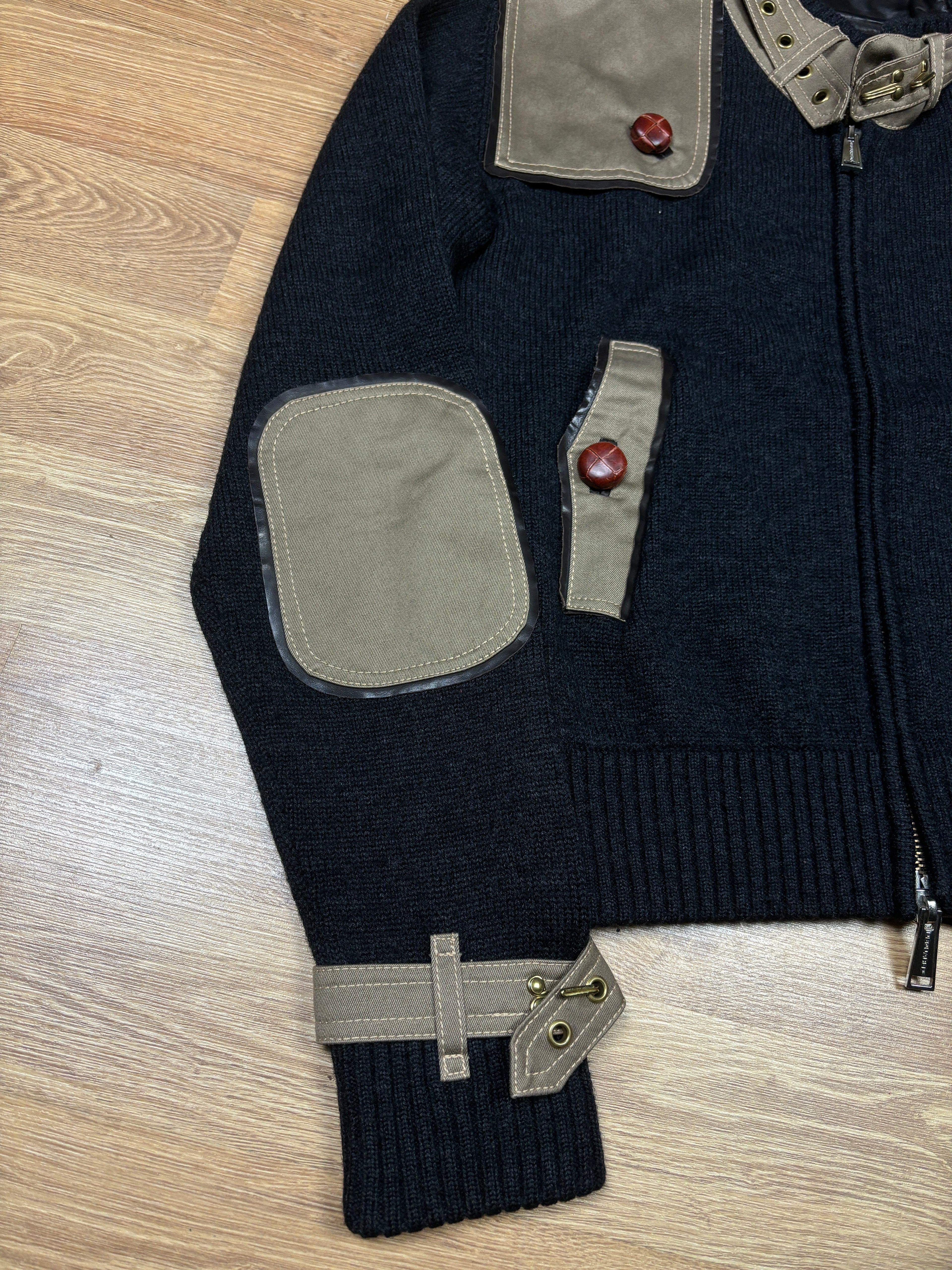 Dsquared2 AW2004 Wool Knit Paneled Zip Up