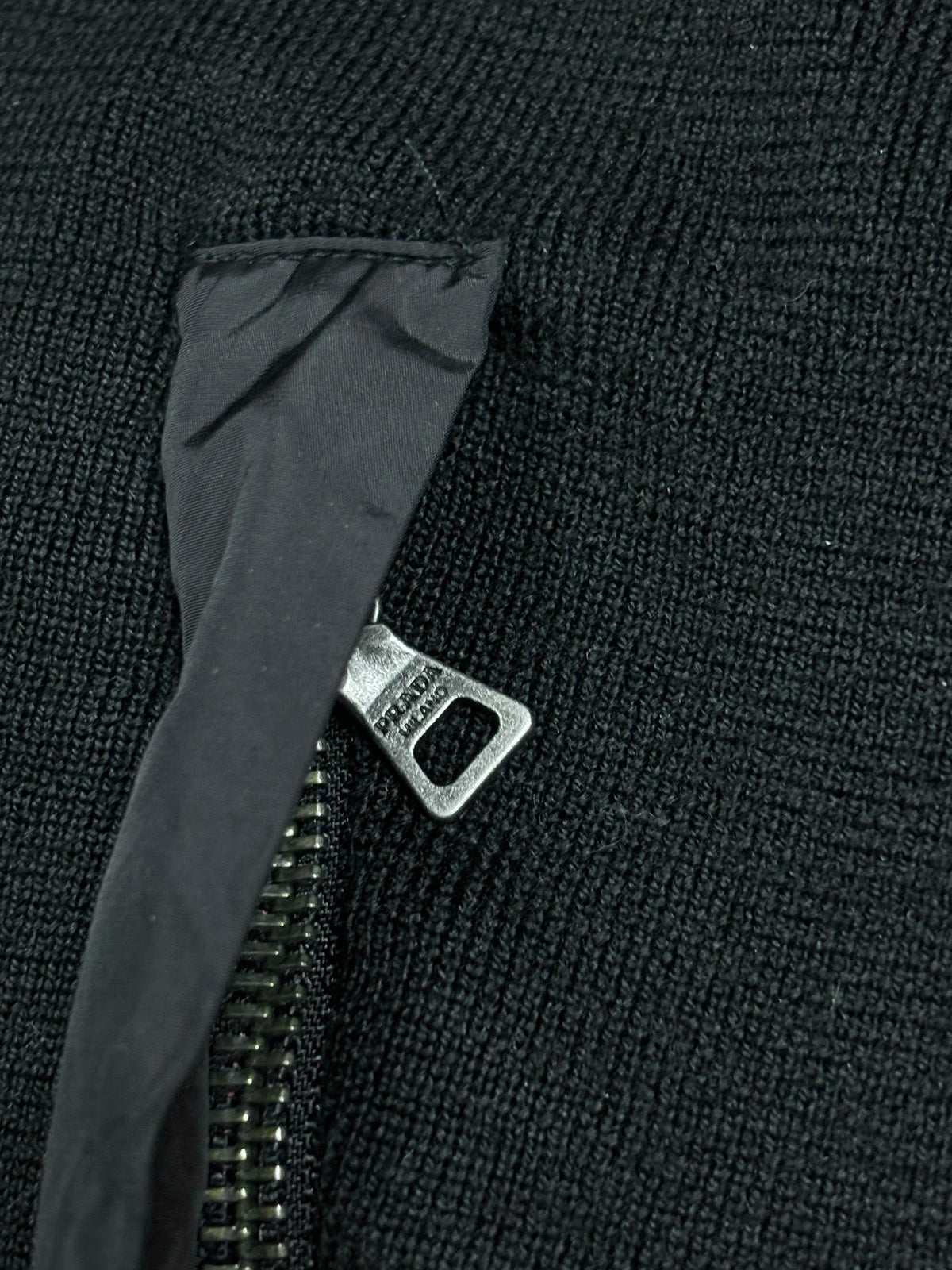 Prada Black Knit & Nylon Zip Jacket