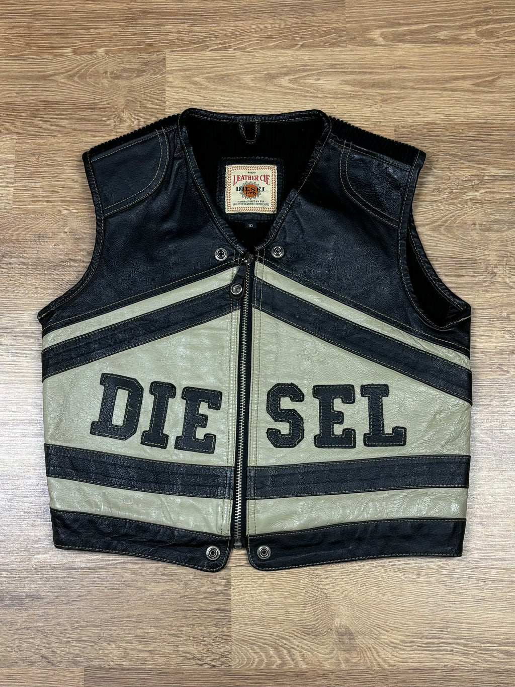 90s Diesel Sleeveless Leather Racing Vest
